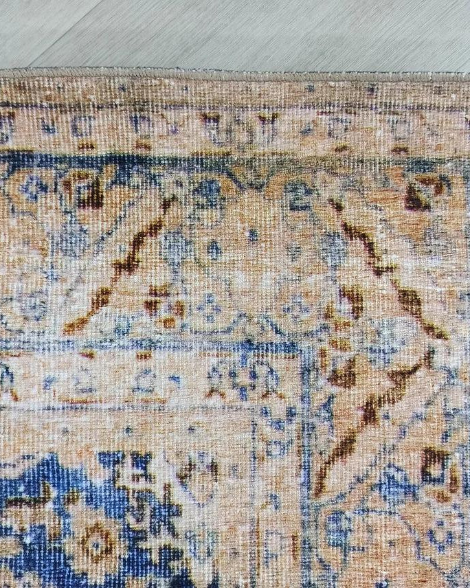 Anya Rug Turkish Neutral Beige Blue Oushak Rug
