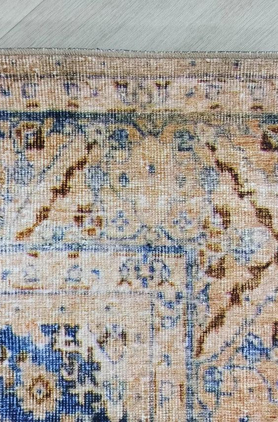 Anya Rug Turkish Neutral Beige Blue Oushak Rug