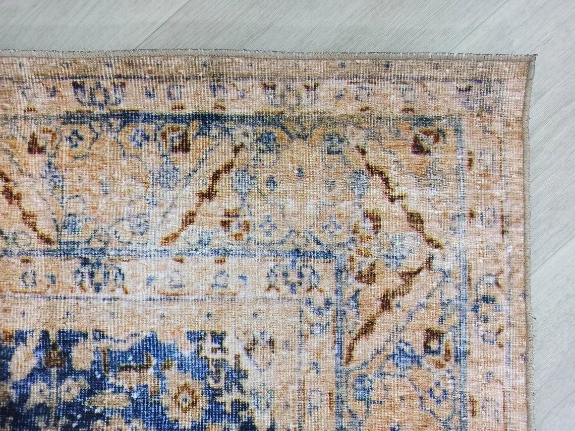 Anya Rug Turkish Neutral Beige Blue Oushak Rug