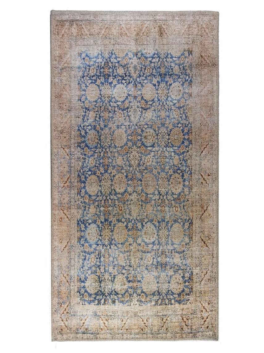 Anya Rug Turkish Neutral Beige Blue Oushak Rug