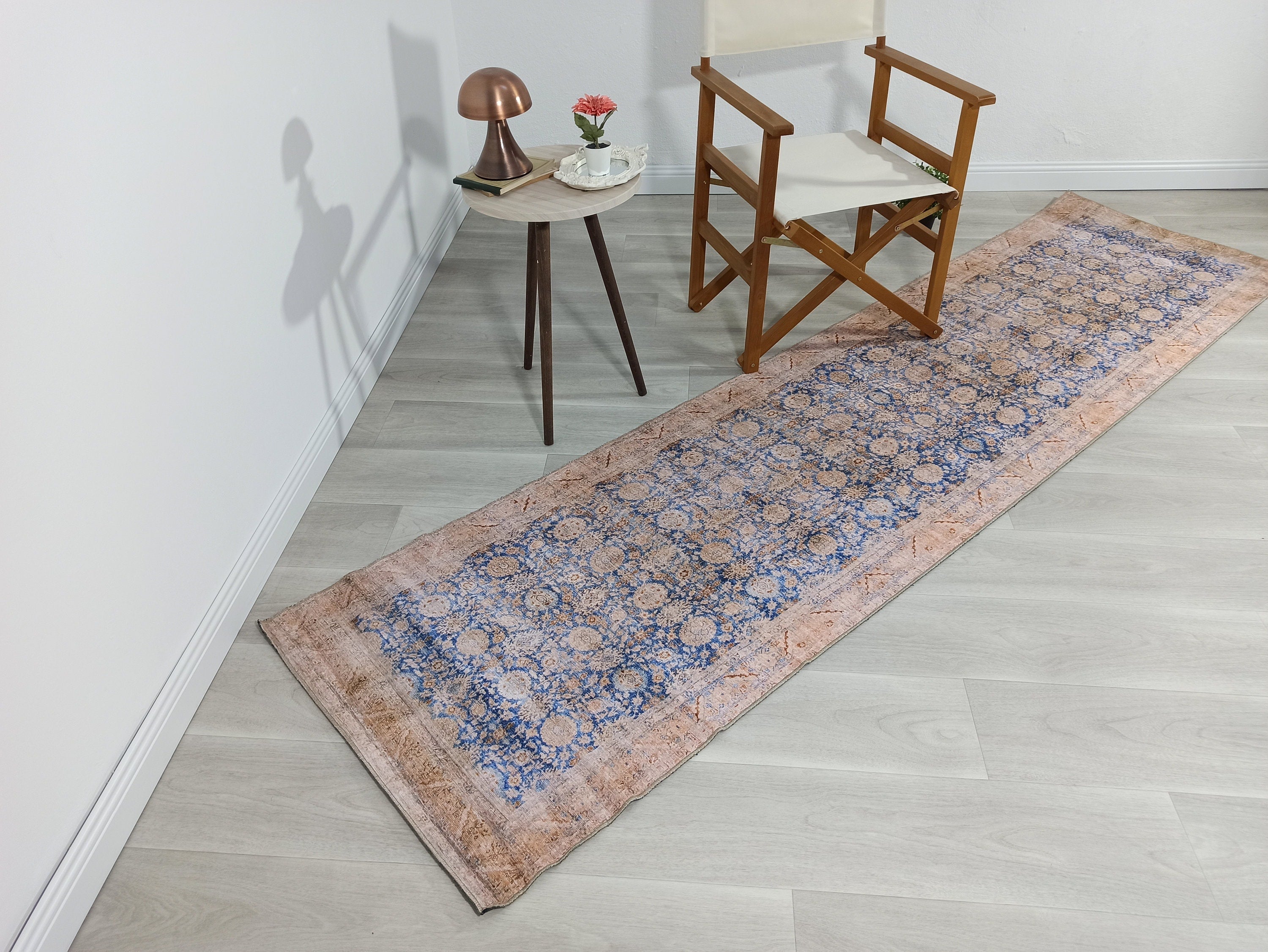 Anya Rug Turkish Neutral Beige Blue Oushak Rug