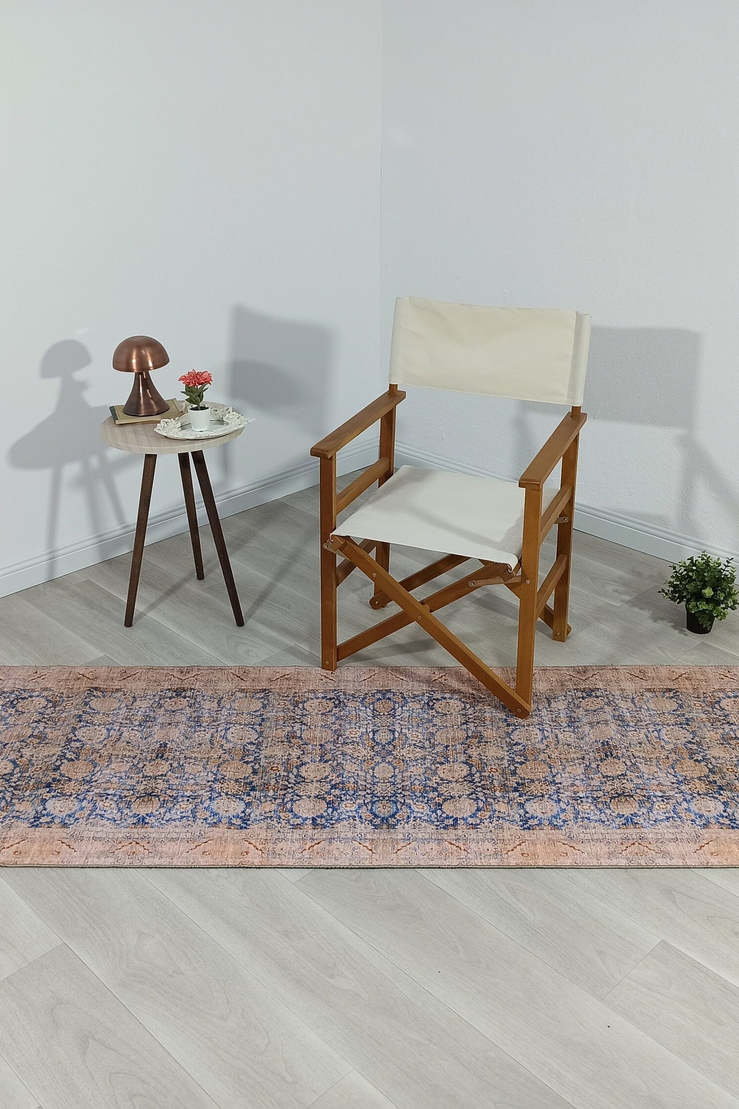 Anya Rug Turkish Neutral Beige Blue Oushak Rug