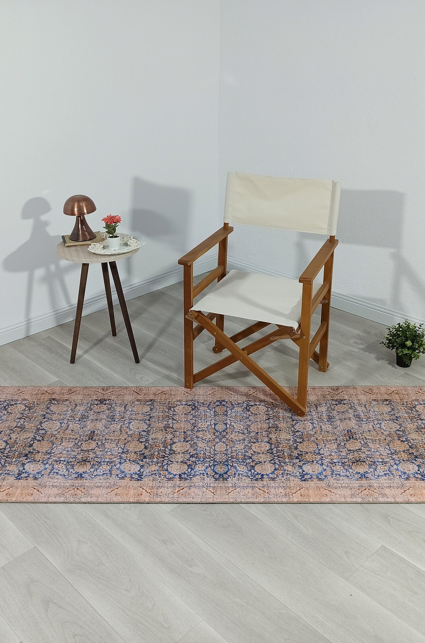 Anya Rug Turkish Neutral Beige Blue Oushak Rug