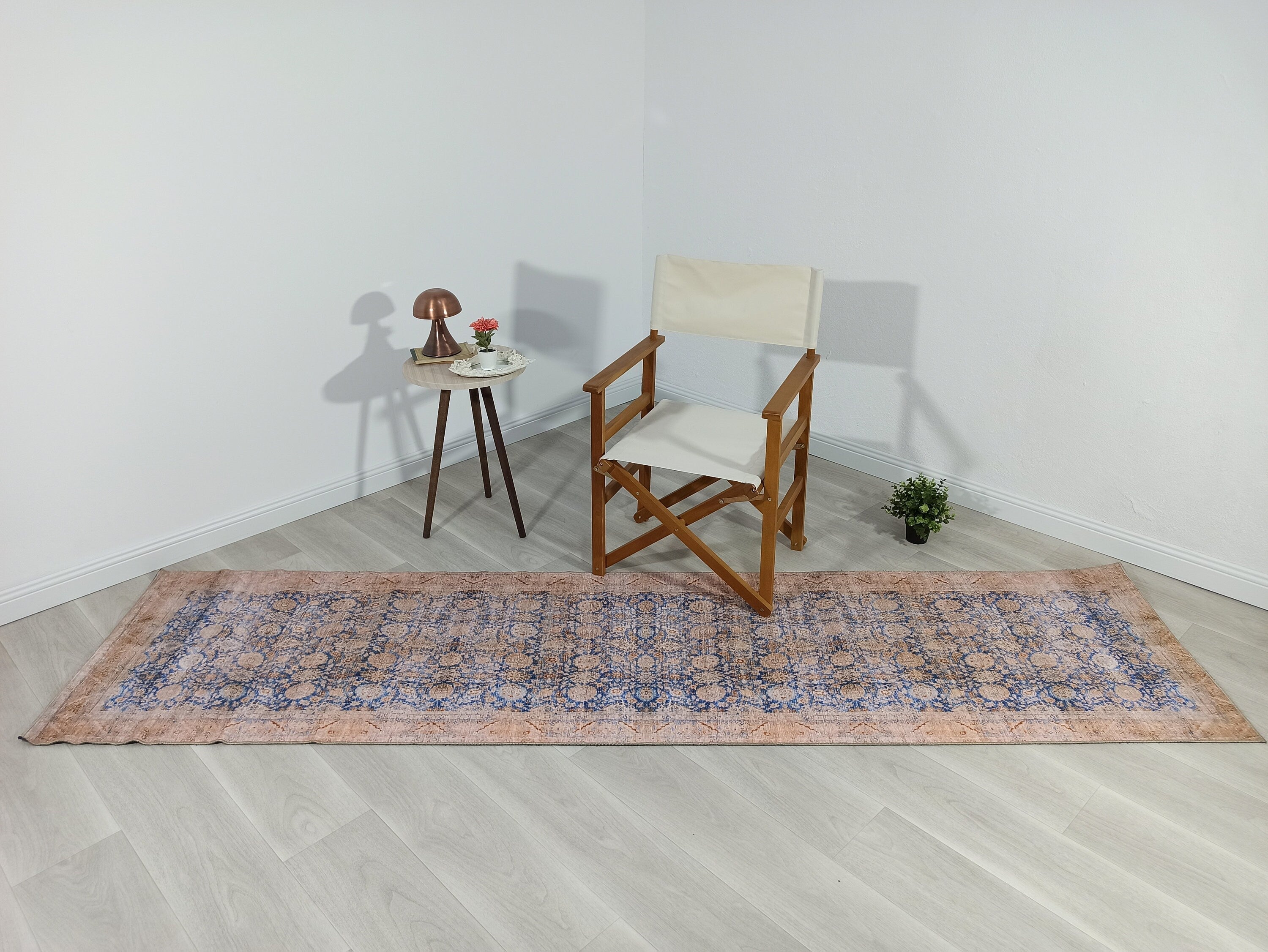 Anya Rug Turkish Neutral Beige Blue Oushak Rug