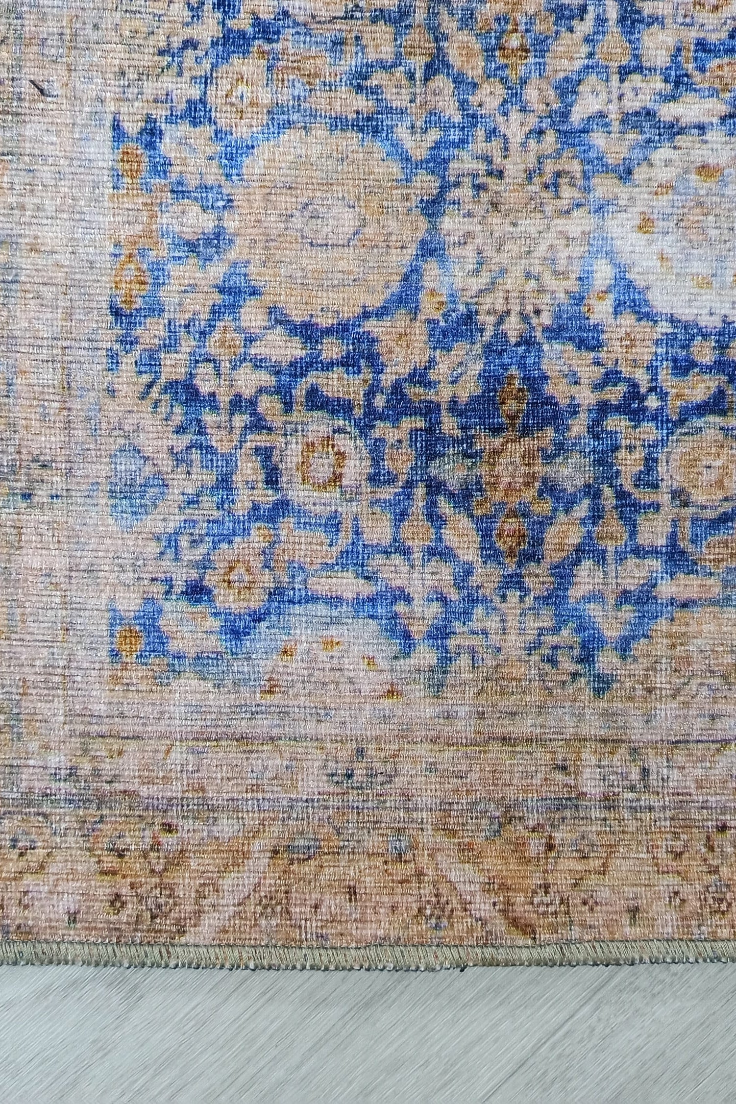 Anya Rug Turkish Neutral Beige Blue Oushak Rug