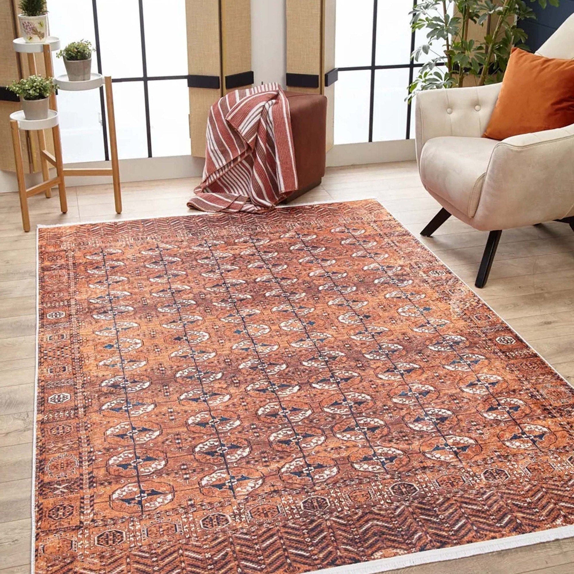 Arda Turkish Kilim Orange & Silver Rug