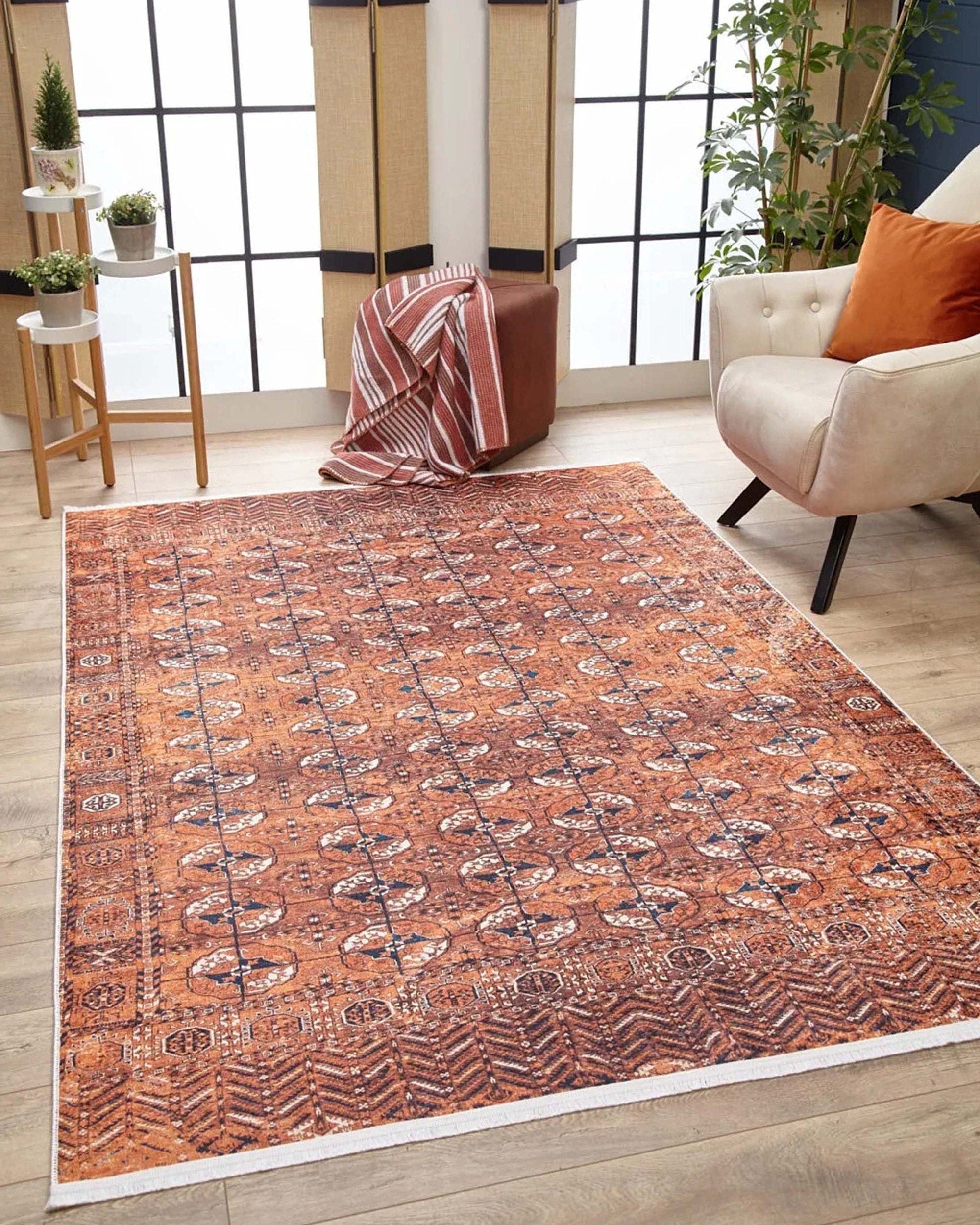 Arda Turkish Kilim Orange & Silver Rug