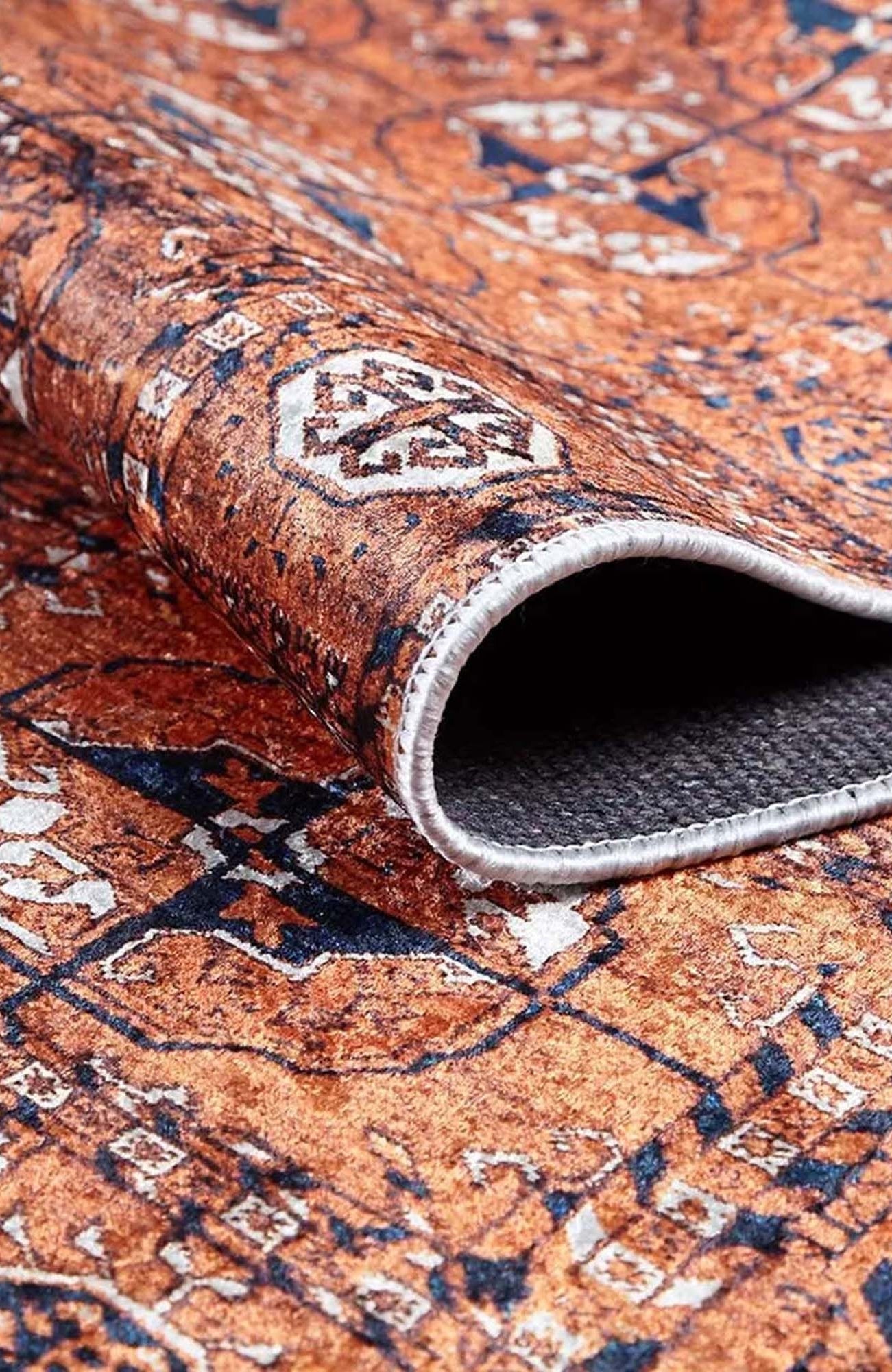 Arda Turkish Kilim Orange & Silver Rug