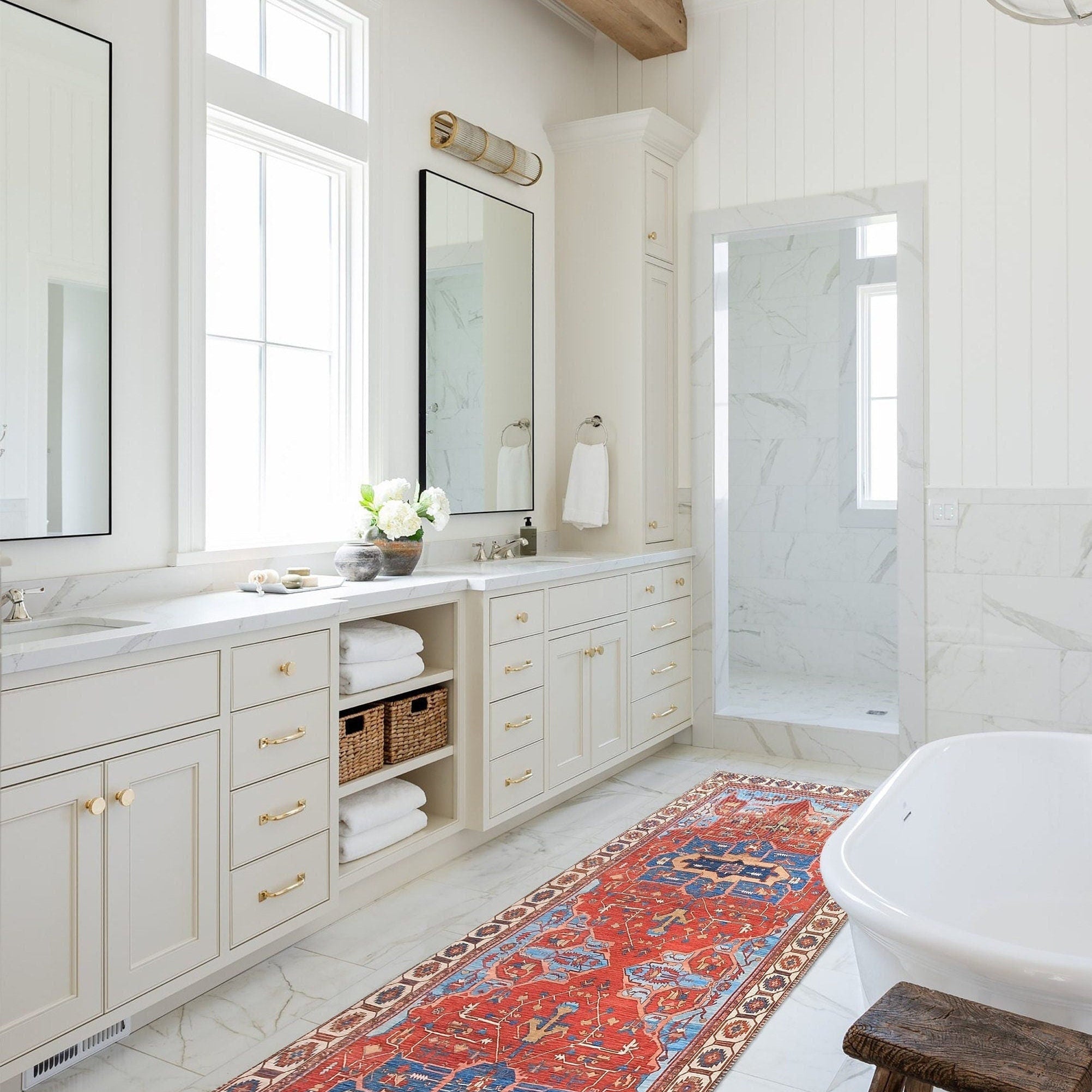 Ari Rug Antique Oriental Turkish Red & Blue Rug