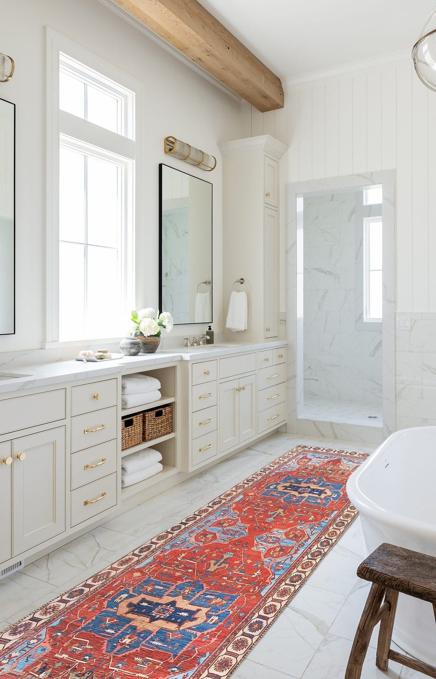 Ari Rug Antique Oriental Turkish Red & Blue Rug