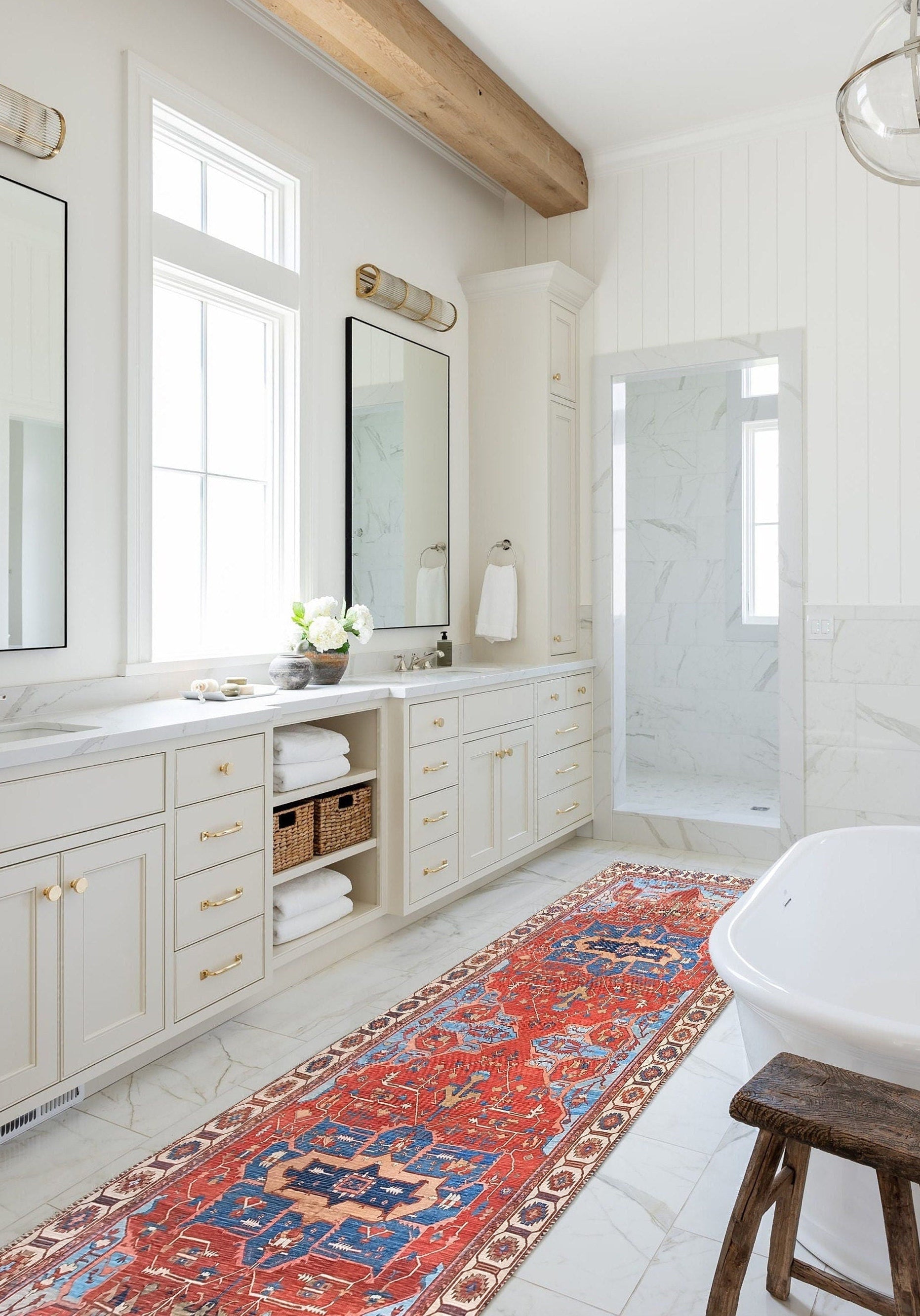 Ari Rug Antique Oriental Turkish Red & Blue Rug