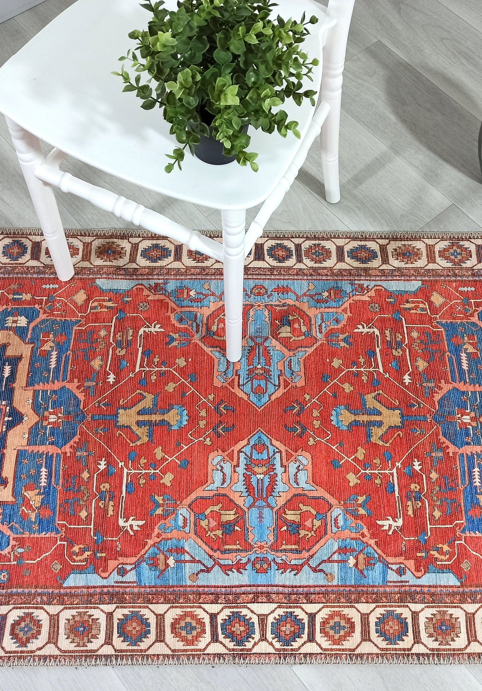Ari Rug Antique Oriental Turkish Red & Blue Rug