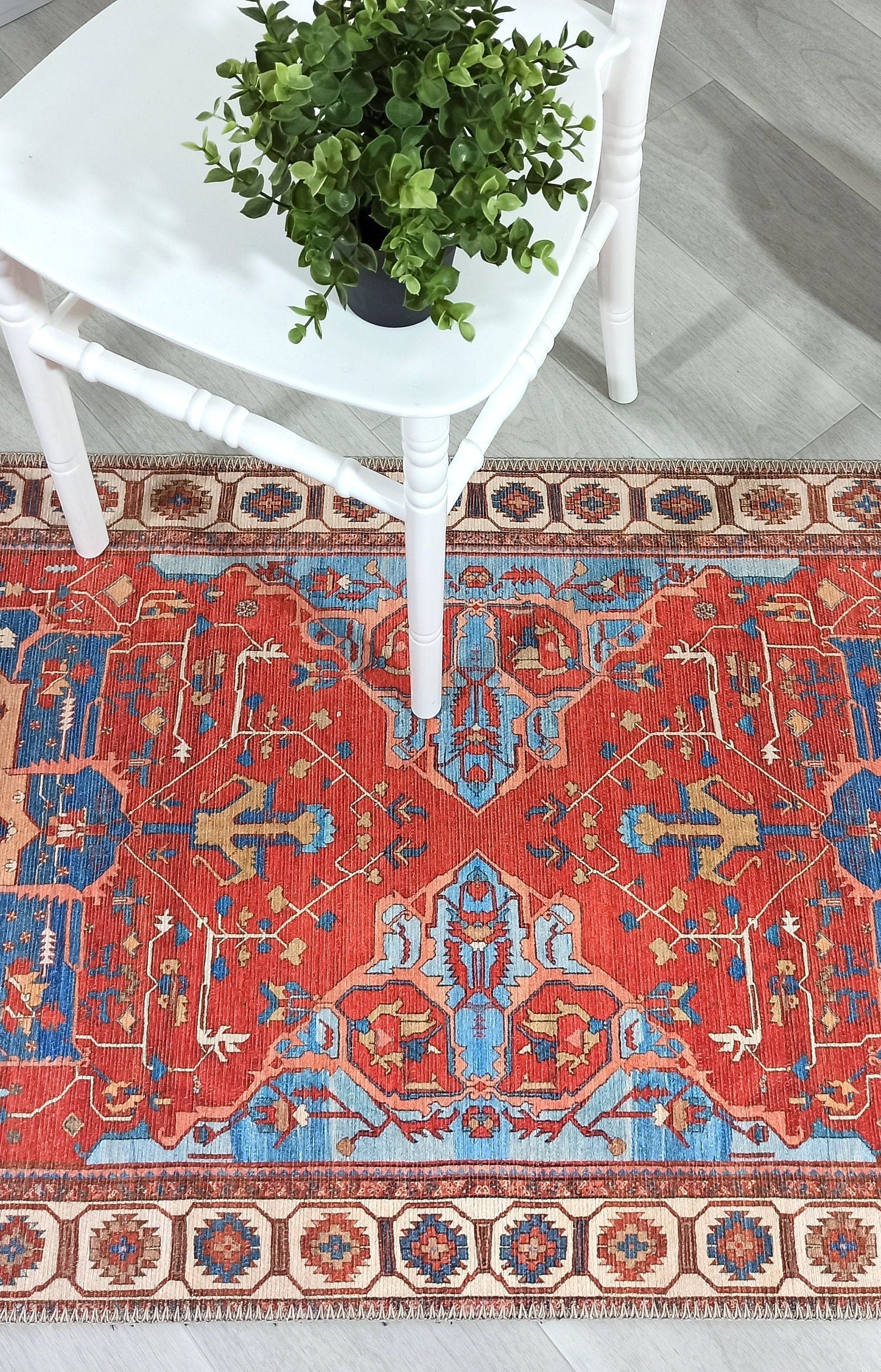 Ari Rug Antique Oriental Turkish Red & Blue Rug