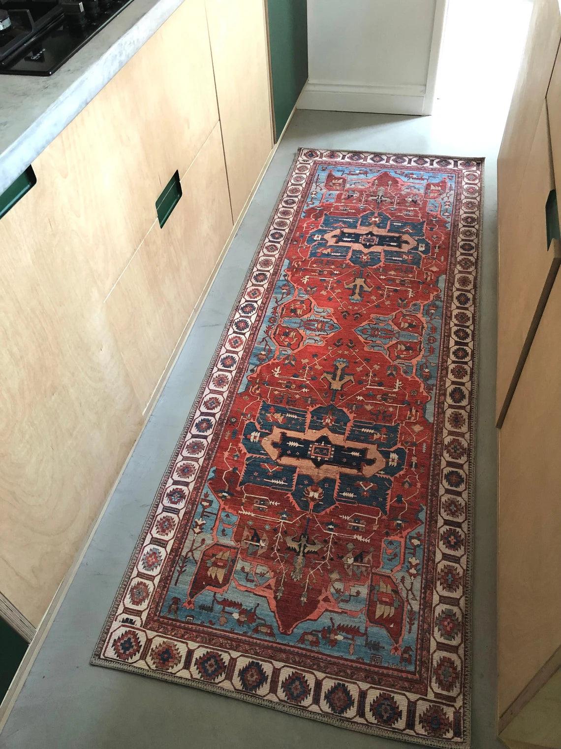 Ari Rug Antique Oriental Turkish Red & Blue Rug