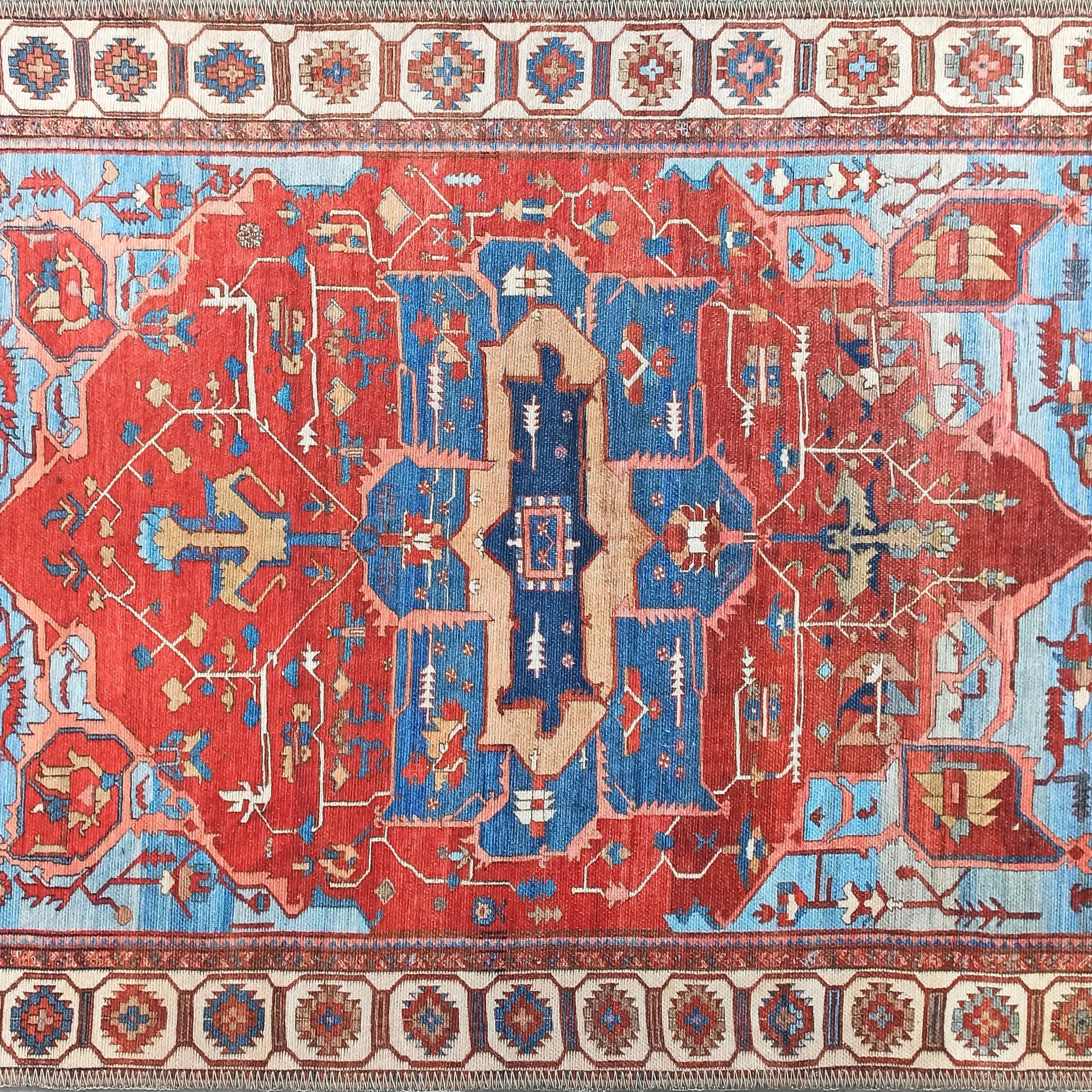 Ari Rug Antique Oriental Turkish Red & Blue Rug