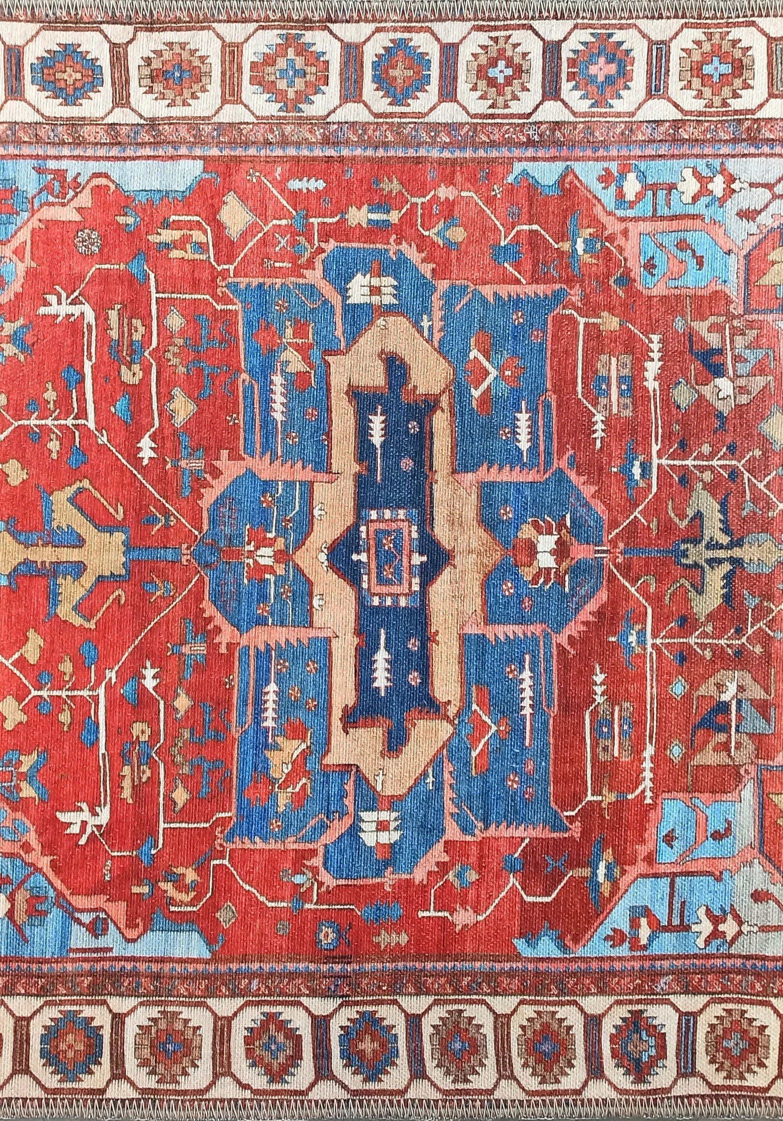 Ari Rug Antique Oriental Turkish Red & Blue Rug