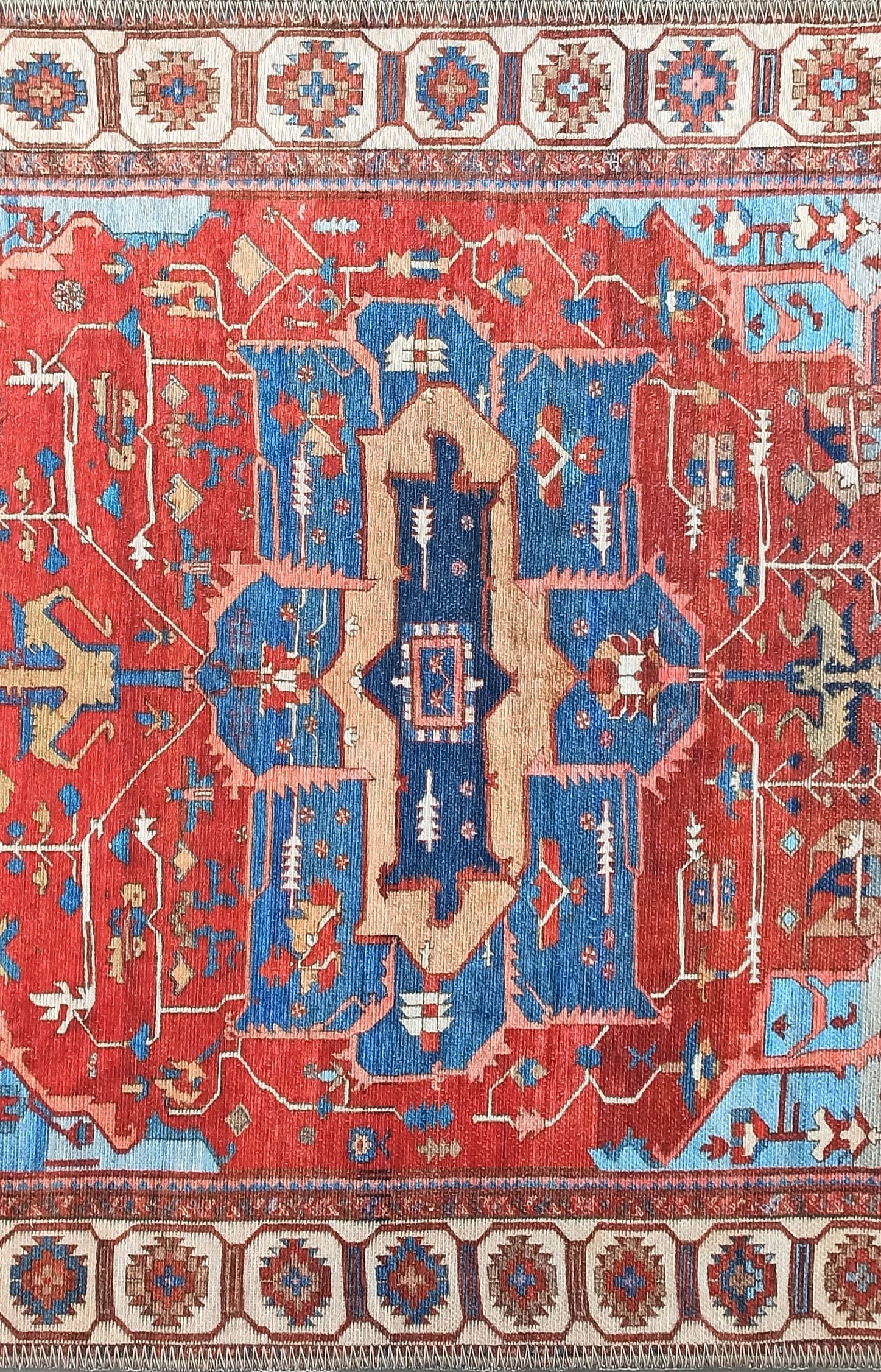 Ari Rug Antique Oriental Turkish Red & Blue Rug