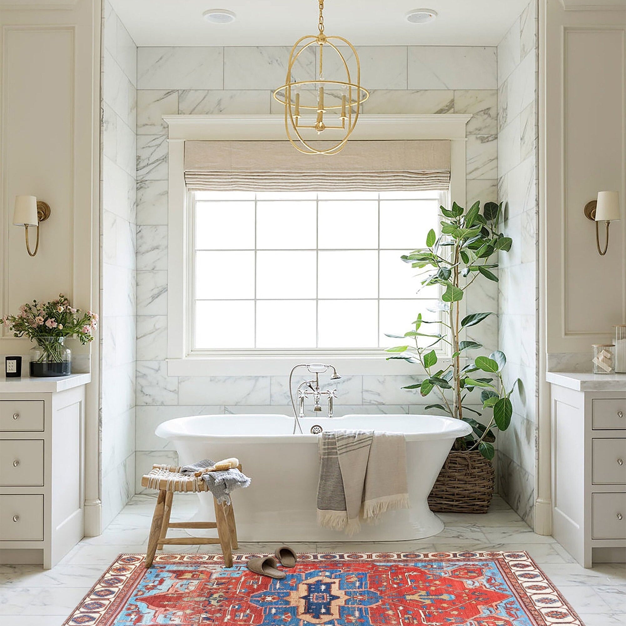 Ari Rug Antique Oriental Turkish Red & Blue Rug