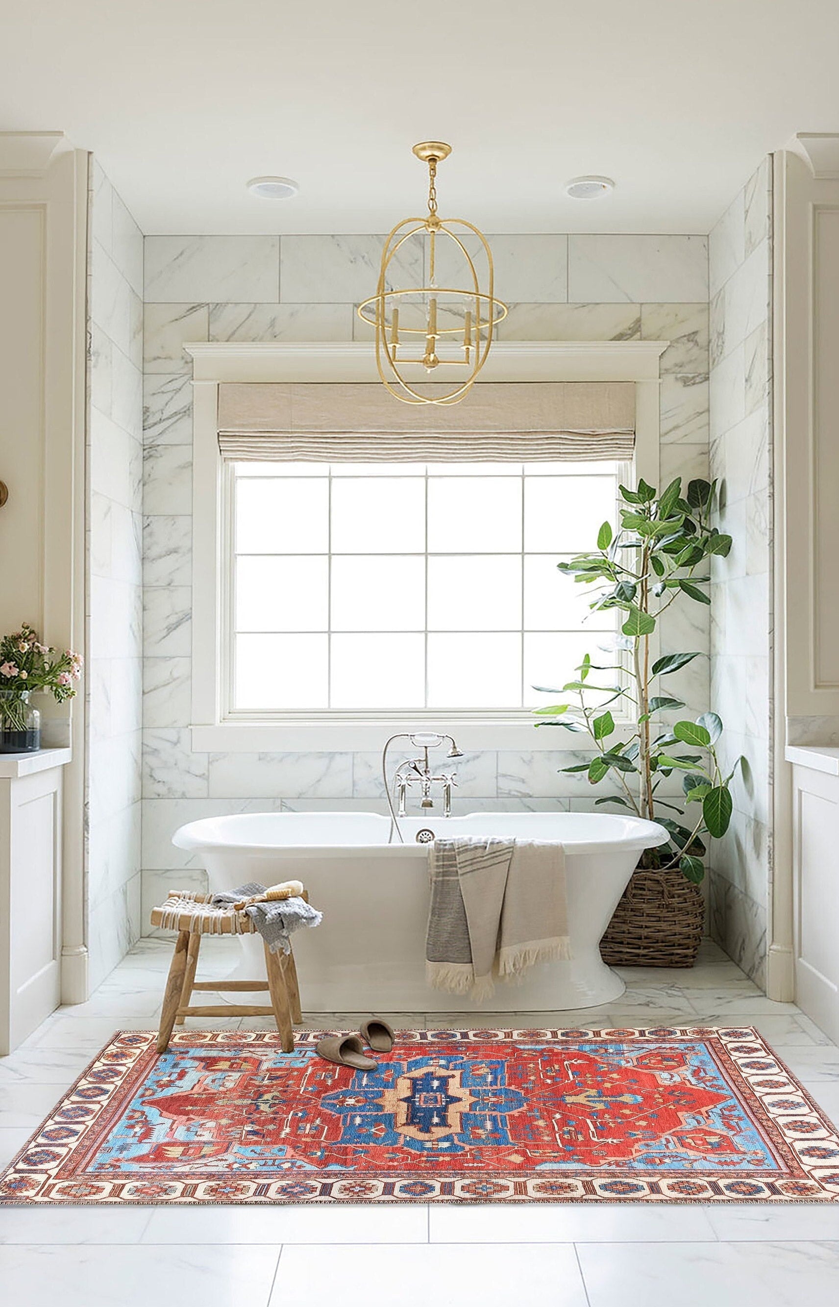 Ari Rug Antique Oriental Turkish Red & Blue Rug