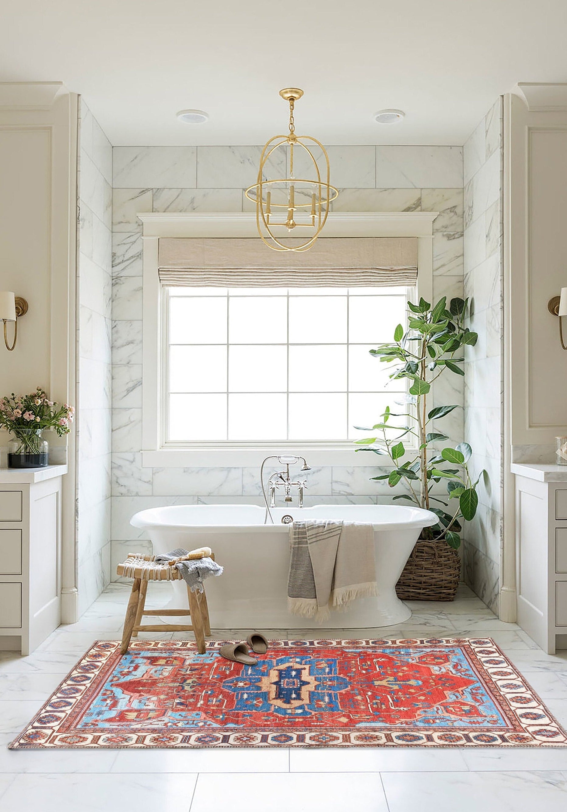 Ari Rug Antique Oriental Turkish Red & Blue Rug