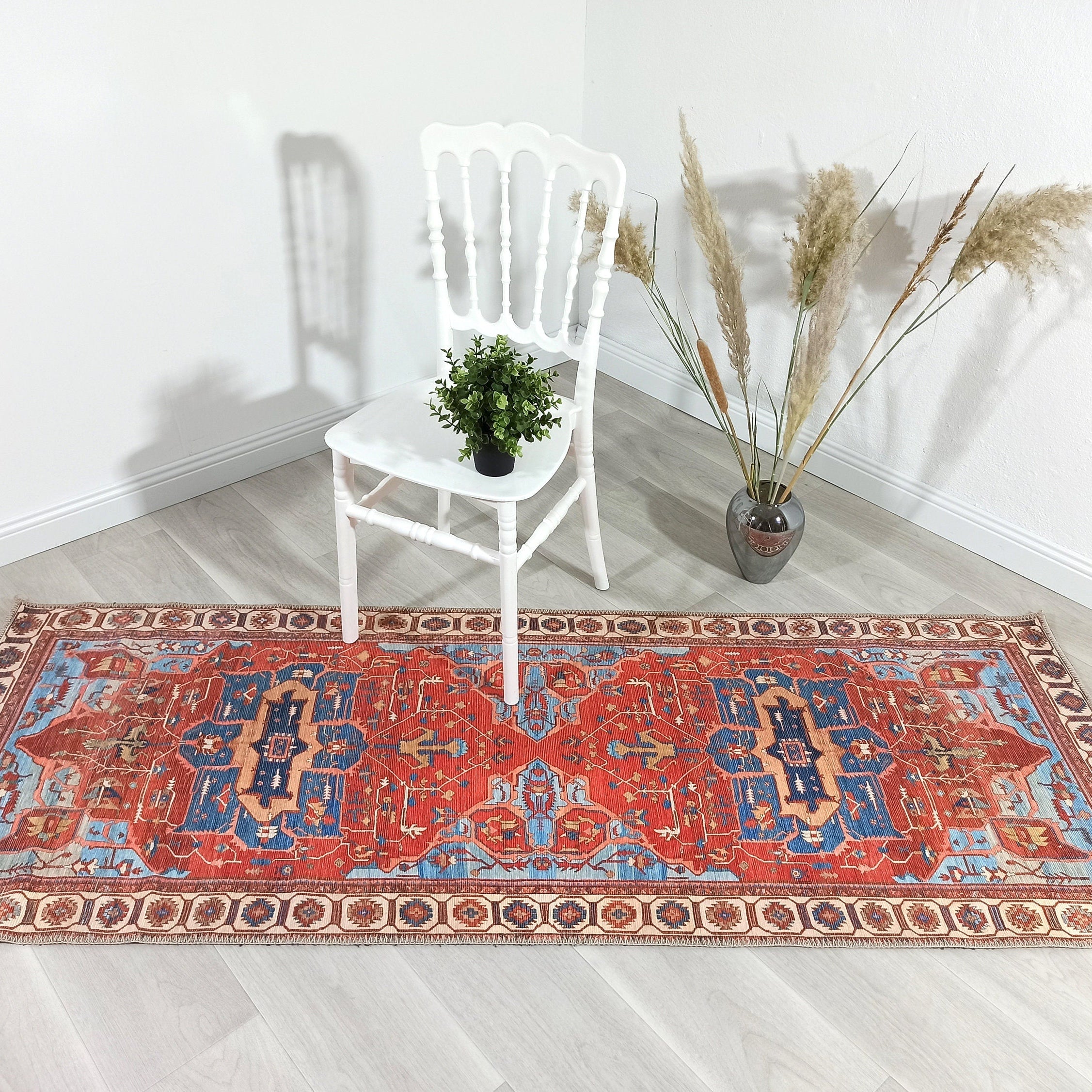 Ari Rug Antique Oriental Turkish Red & Blue Rug