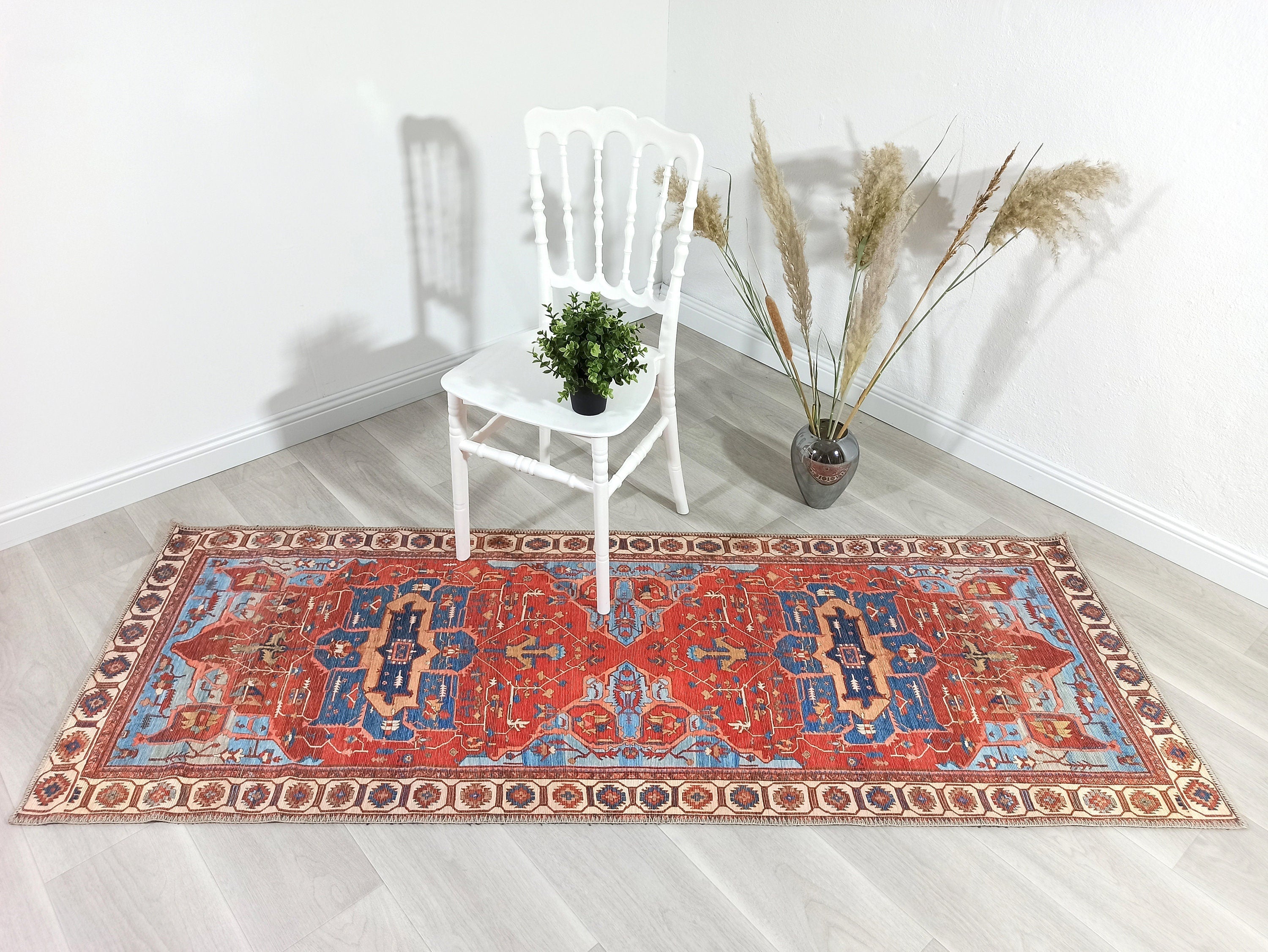 Ari Rug Antique Oriental Turkish Red & Blue Rug