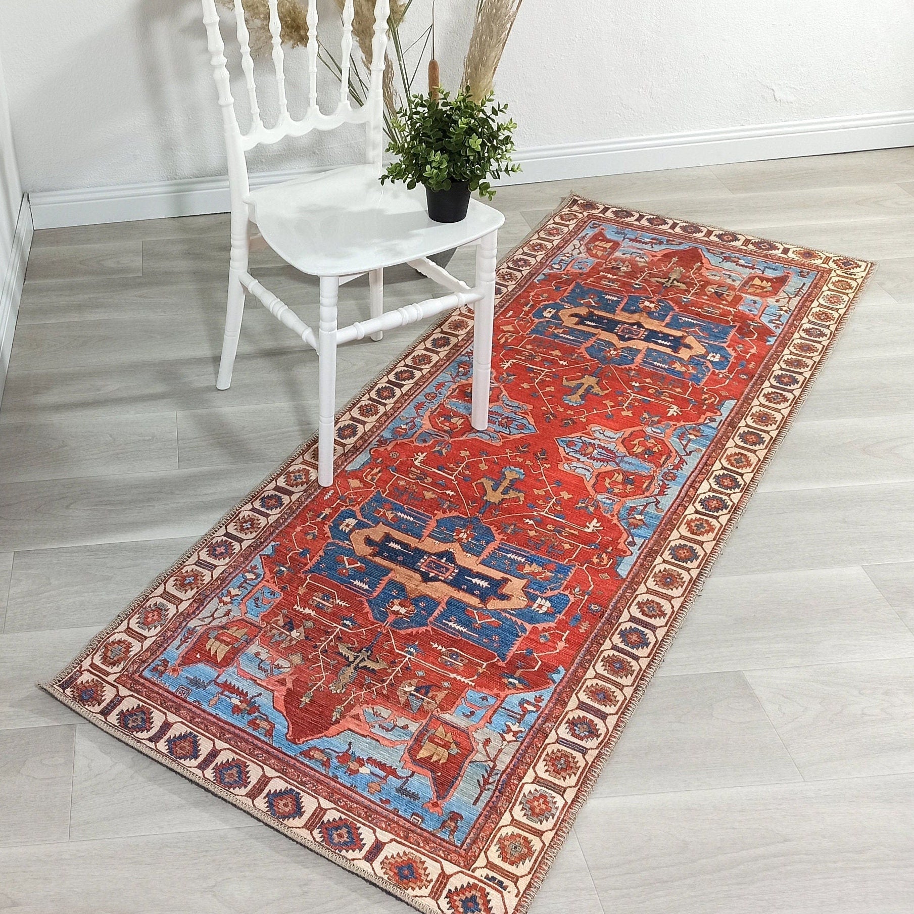 Ari Rug Antique Oriental Turkish Red & Blue Rug