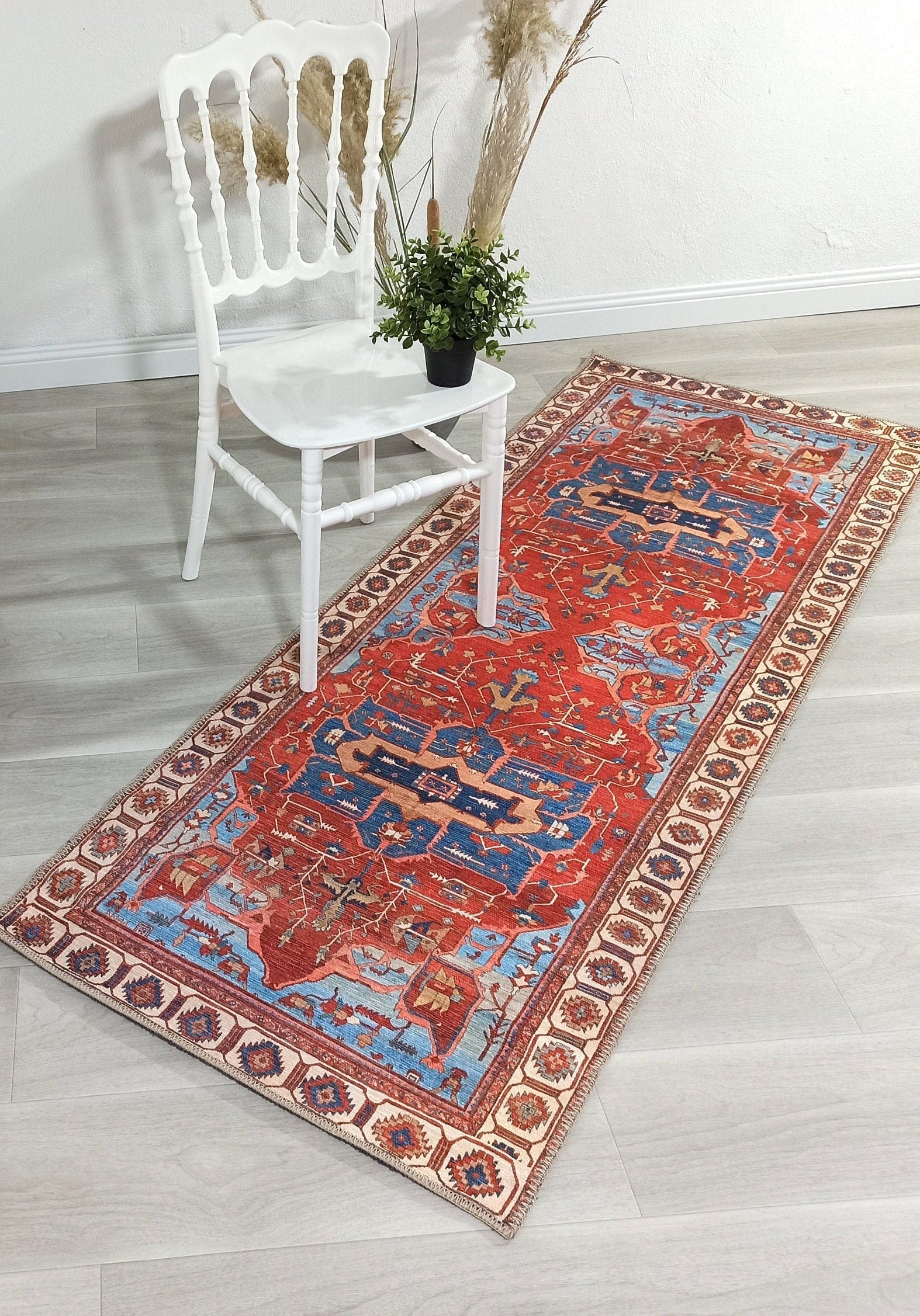 Ari Rug Antique Oriental Turkish Red & Blue Rug