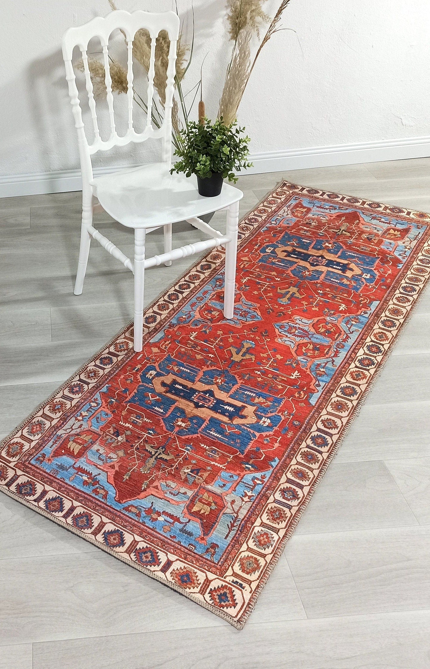 Ari Rug Antique Oriental Turkish Red & Blue Rug