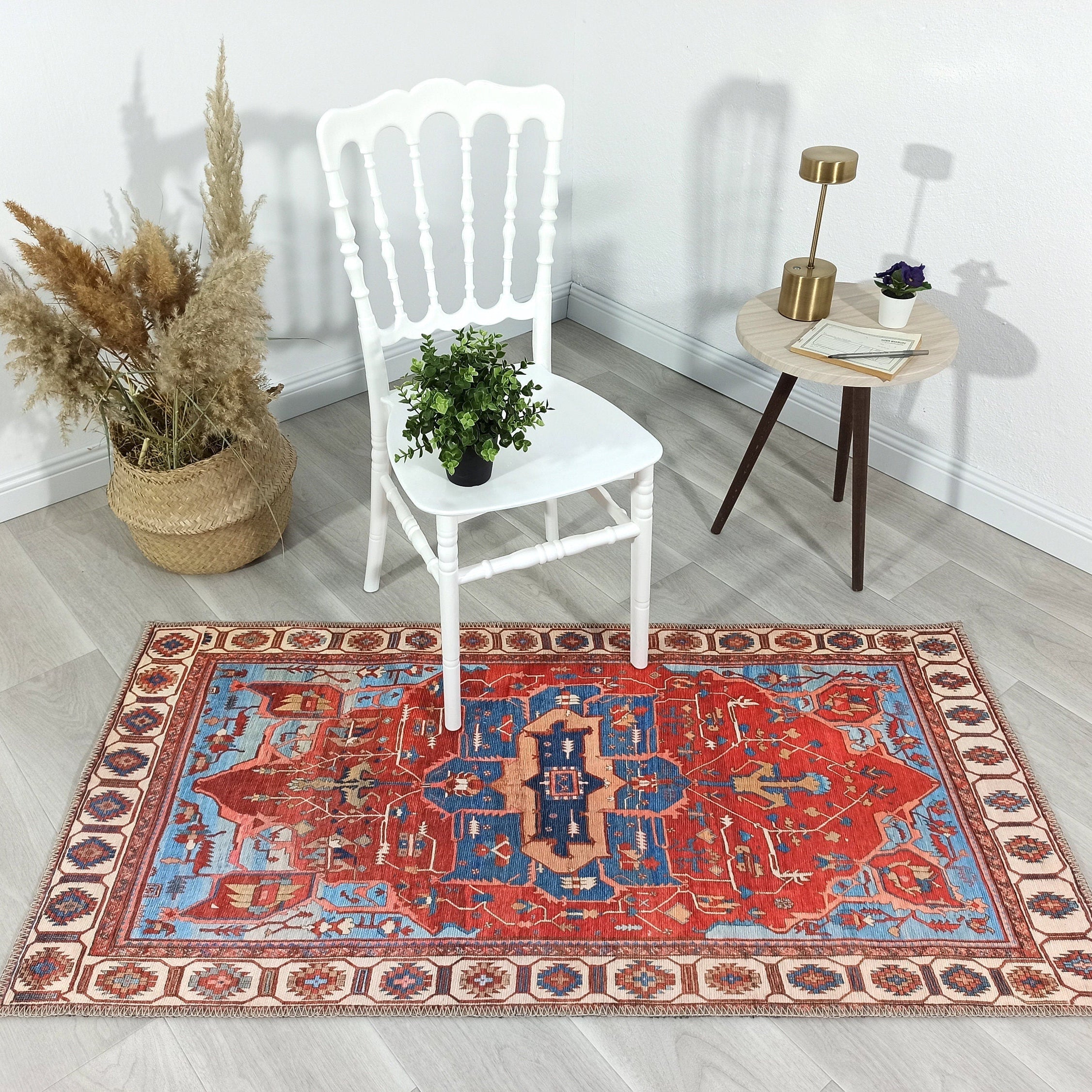 Ari Rug Antique Oriental Turkish Red & Blue Rug