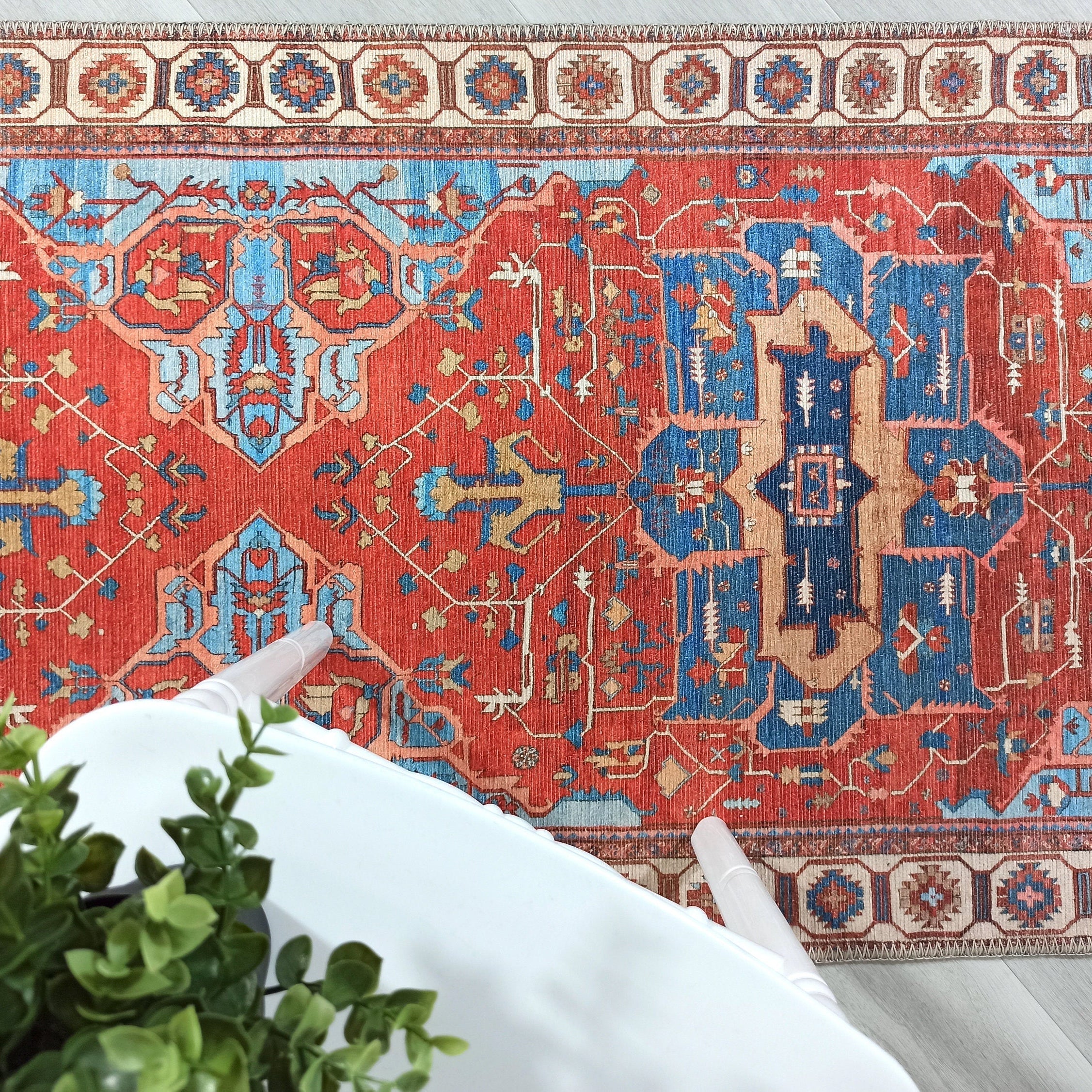 Ari Rug Antique Oriental Turkish Red & Blue Rug