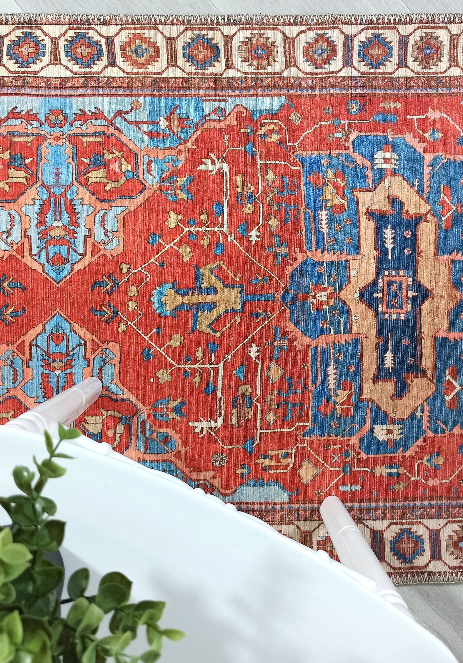 Ari Rug Antique Oriental Turkish Red & Blue Rug
