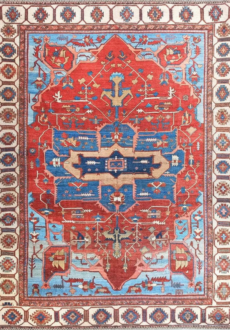 Ari Rug Antique Oriental Turkish Red & Blue Rug