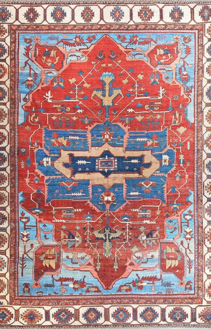 Ari Rug Antique Oriental Turkish Red & Blue Rug