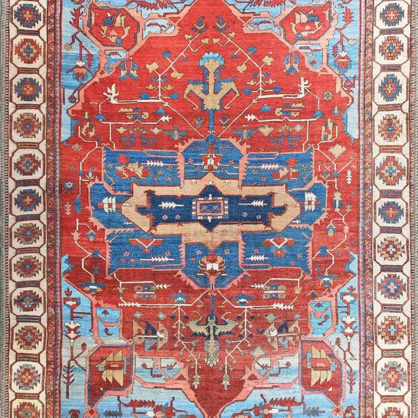 Ari Rug Antique Oriental Turkish Red & Blue Rug