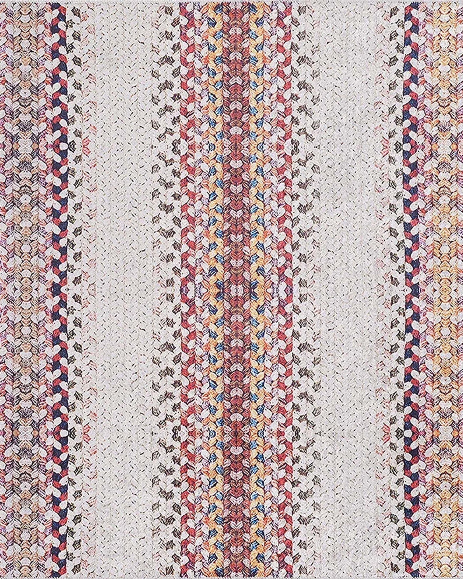 Ariana Neutral White Flatweave Colorful Rug