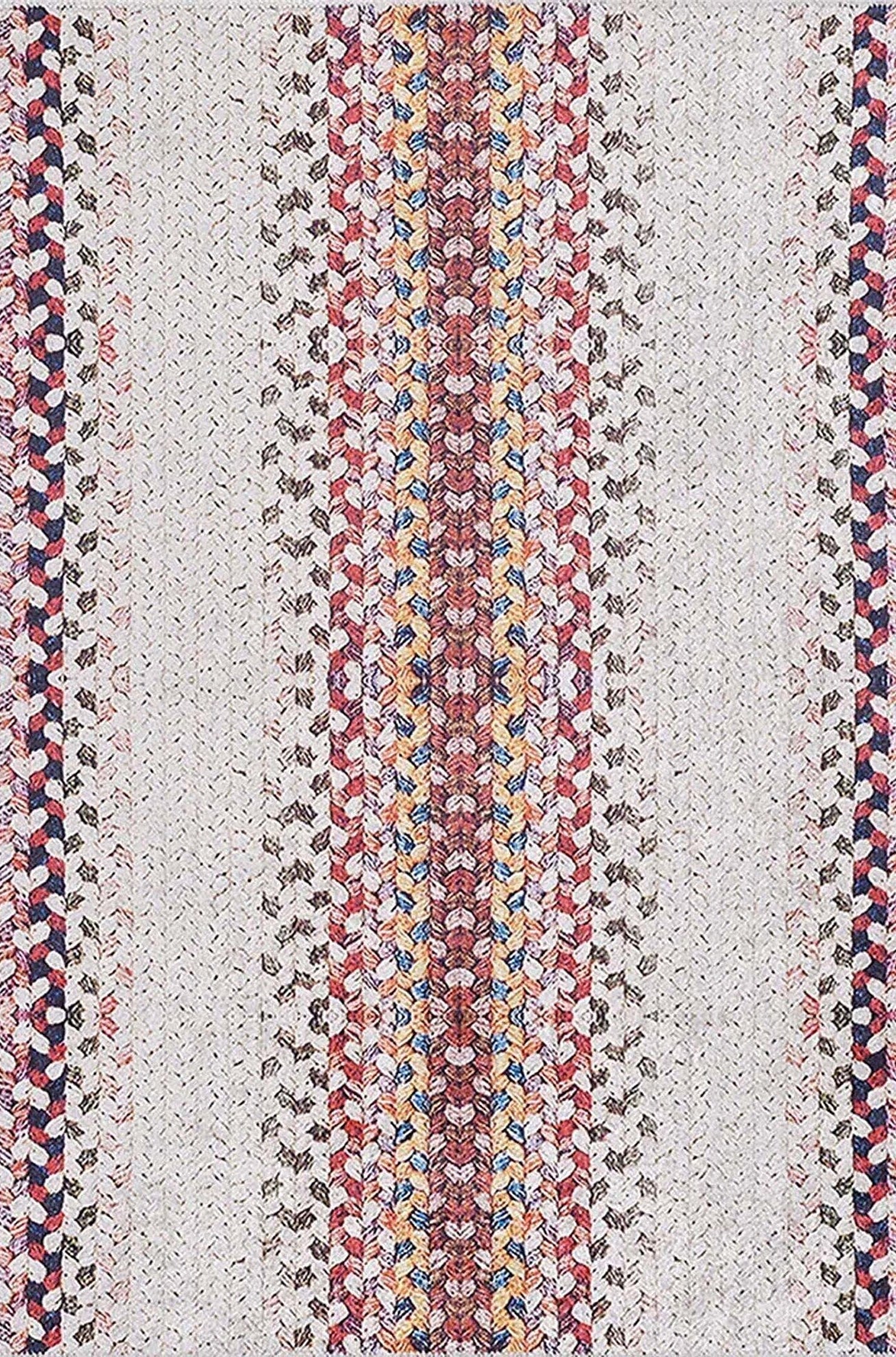 Ariana Neutral White Flatweave Colorful Rug