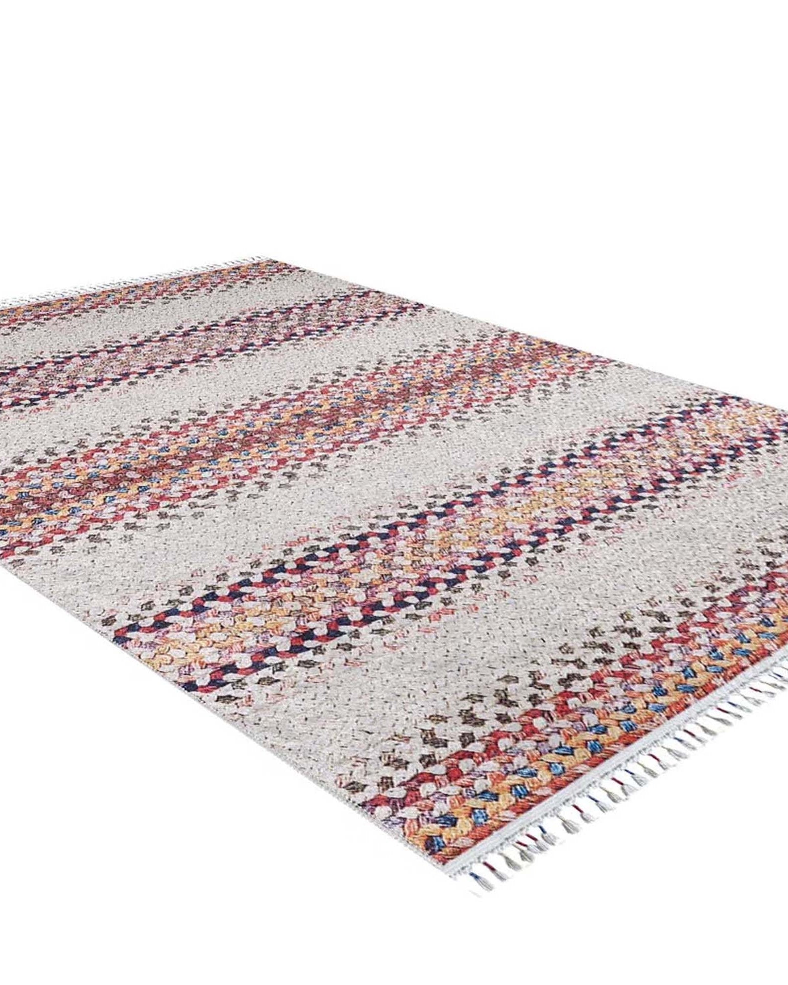 Ariana Neutral White Flatweave Colorful Rug