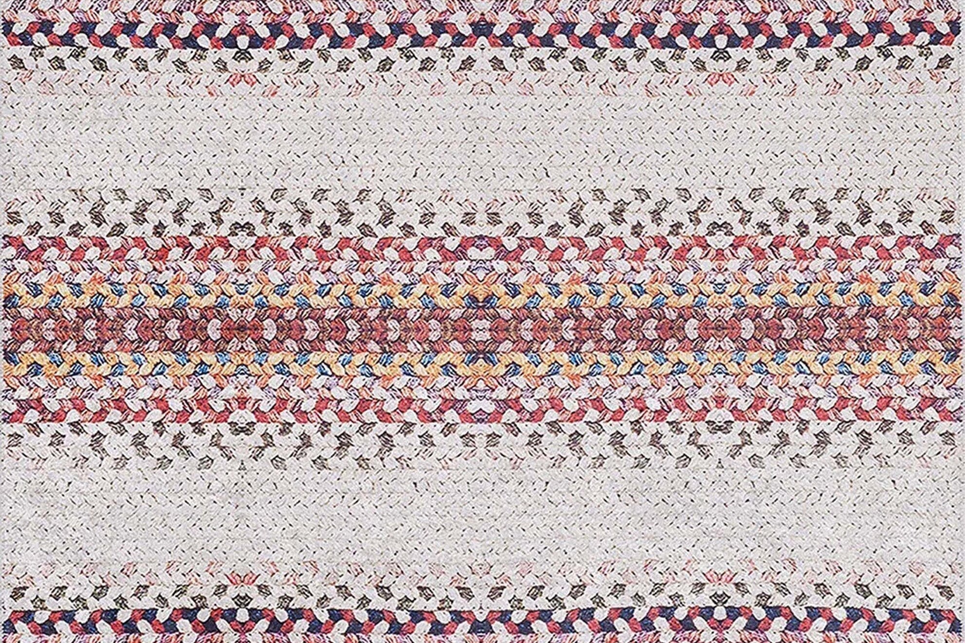 Ariana Neutral White Flatweave Colorful Rug