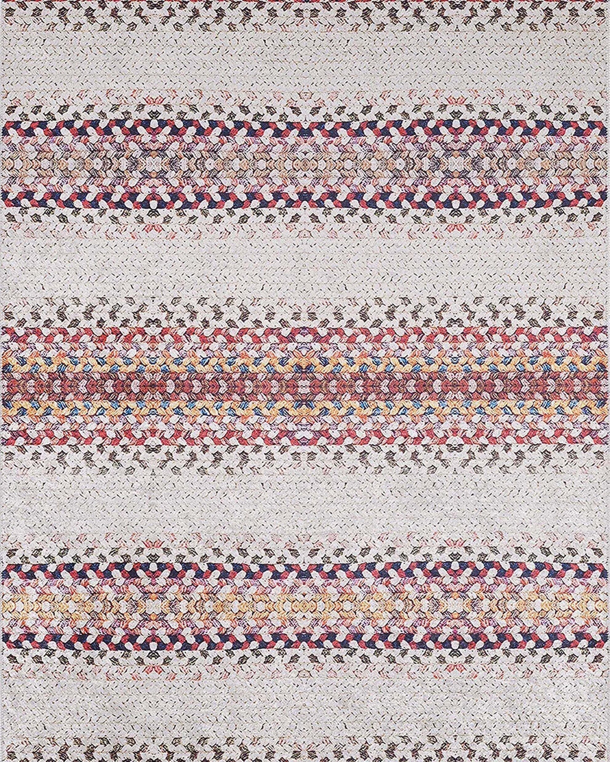 Ariana Neutral White Flatweave Colorful Rug