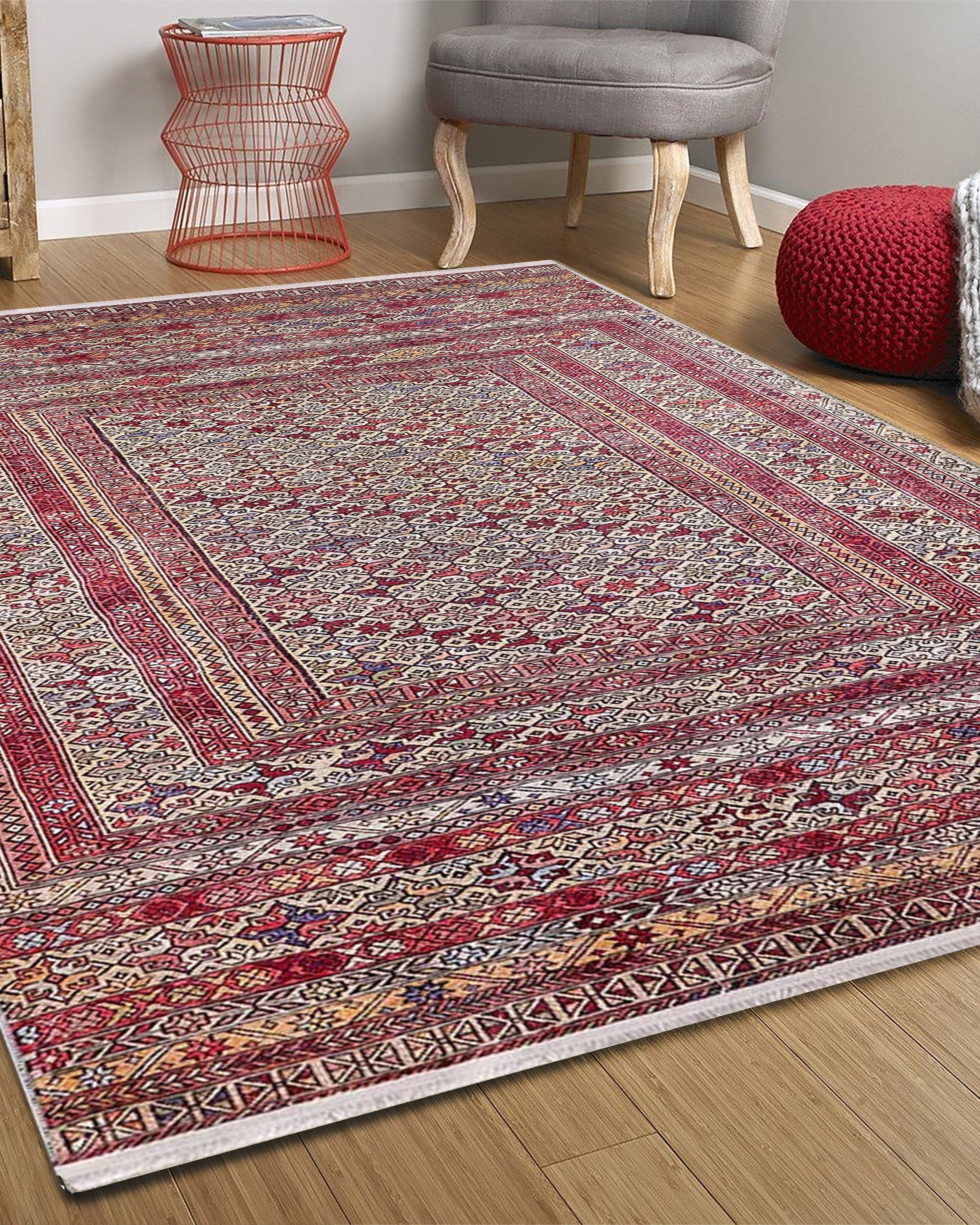 Arsa Turkish Oushak Red Beige Rug