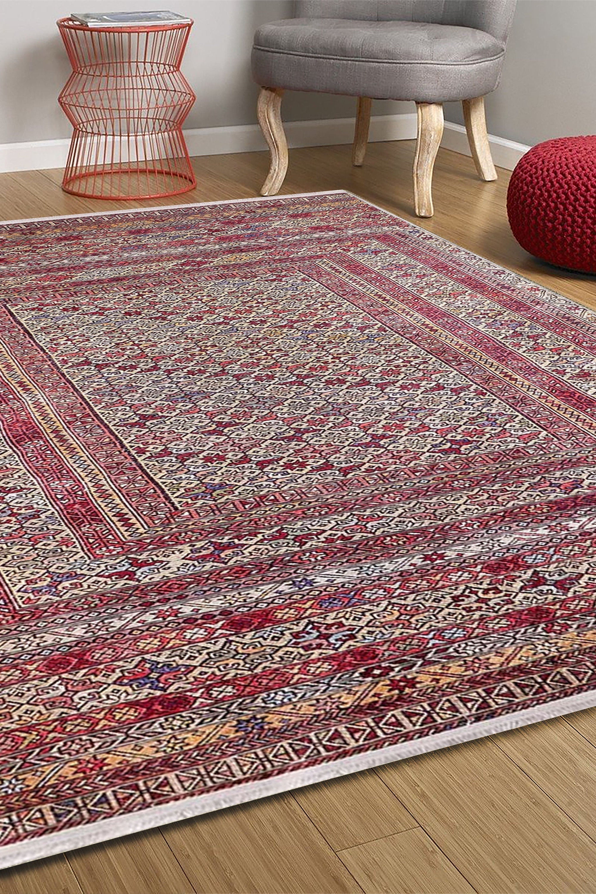 Arsa Turkish Oushak Red Beige Rug