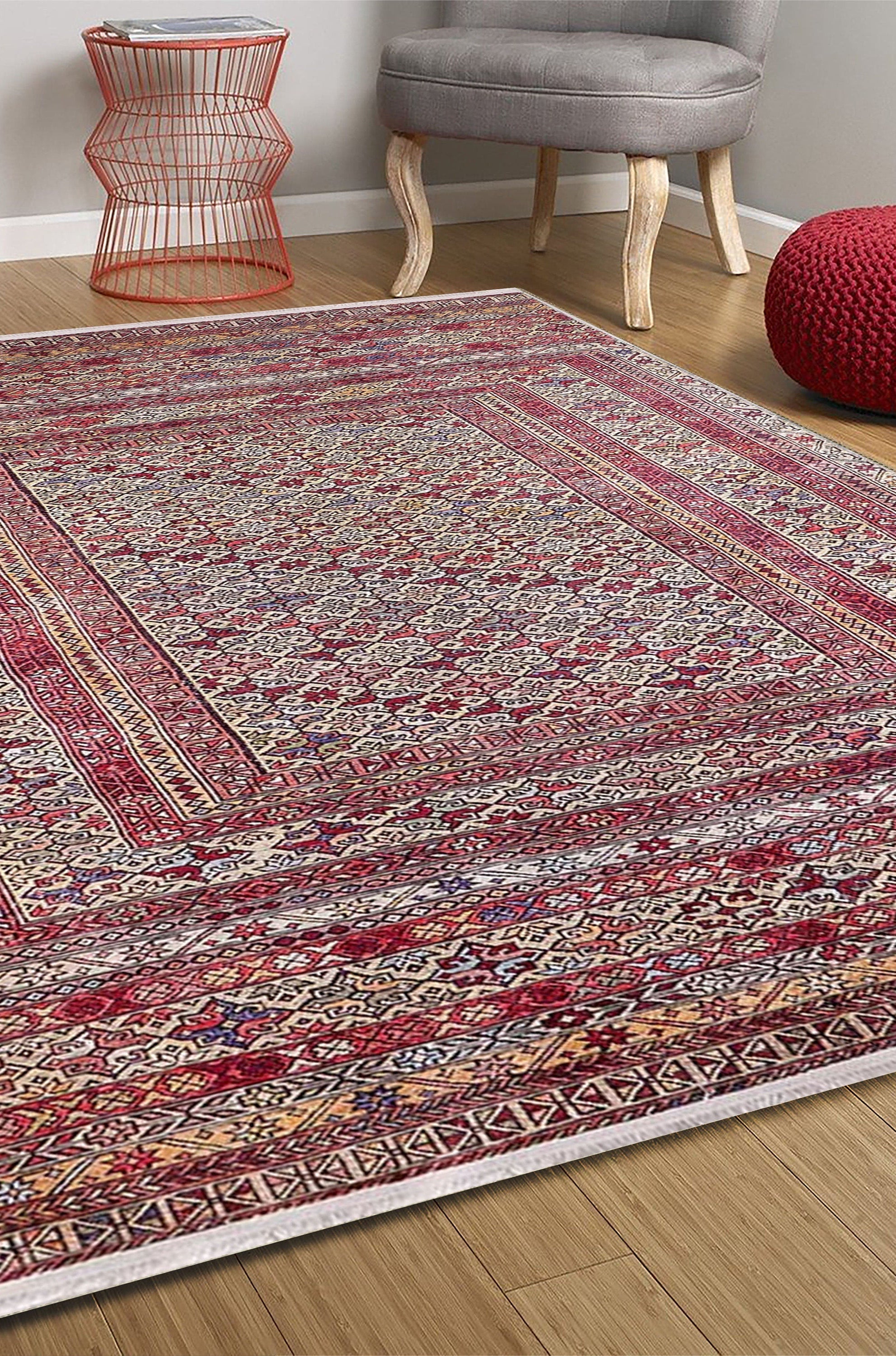 Arsa Turkish Oushak Red Beige Rug