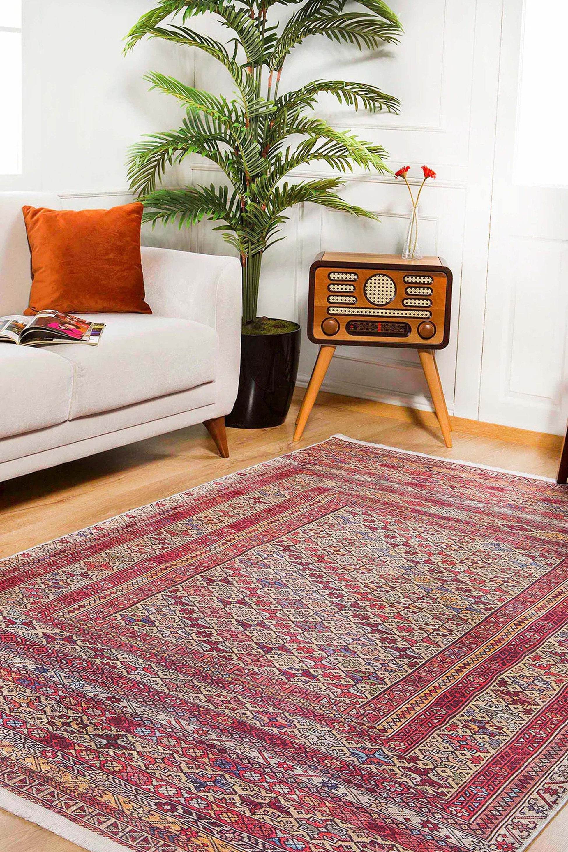 Arsa Turkish Oushak Red Beige Rug