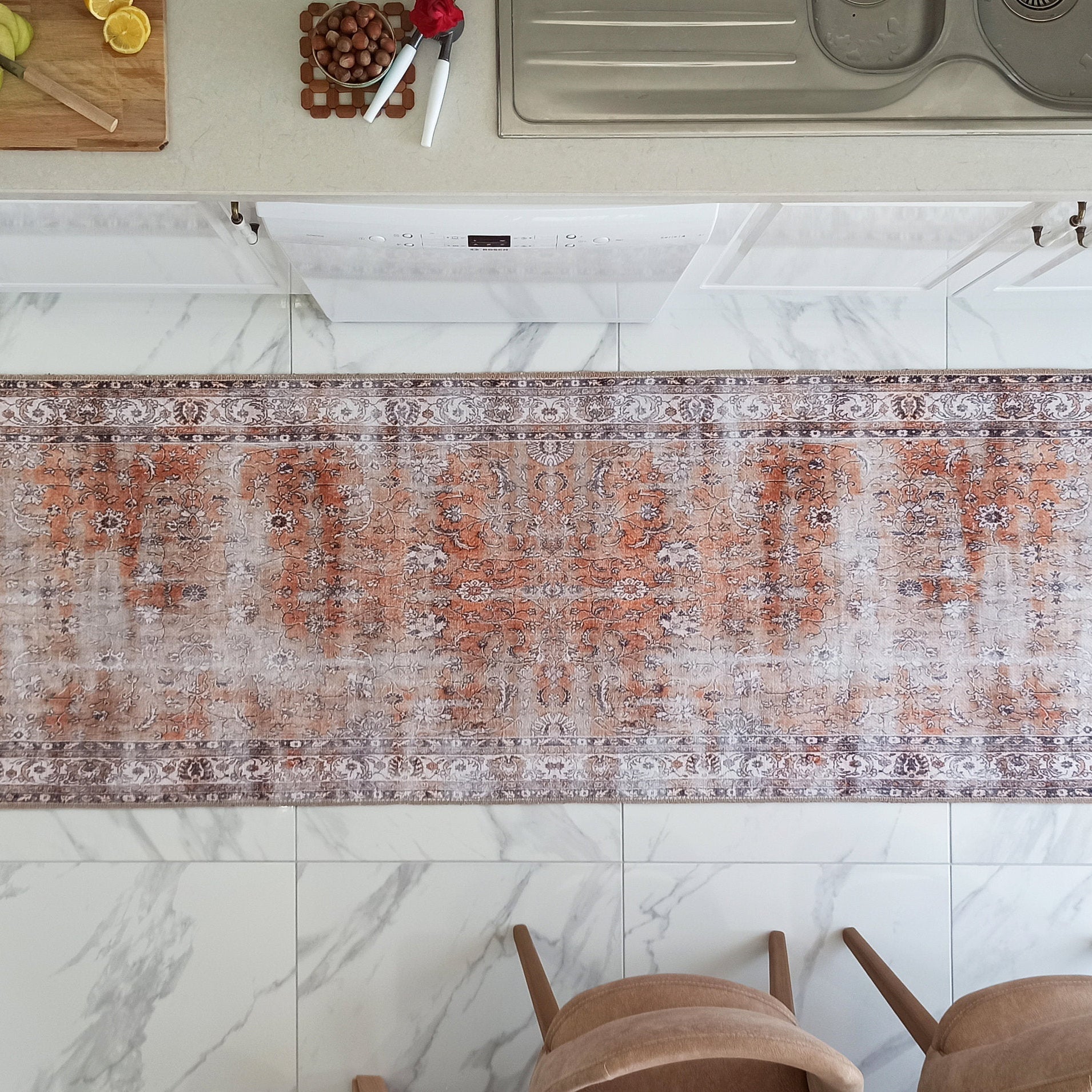 Arva Turkish Faded Orange and Brown Rug