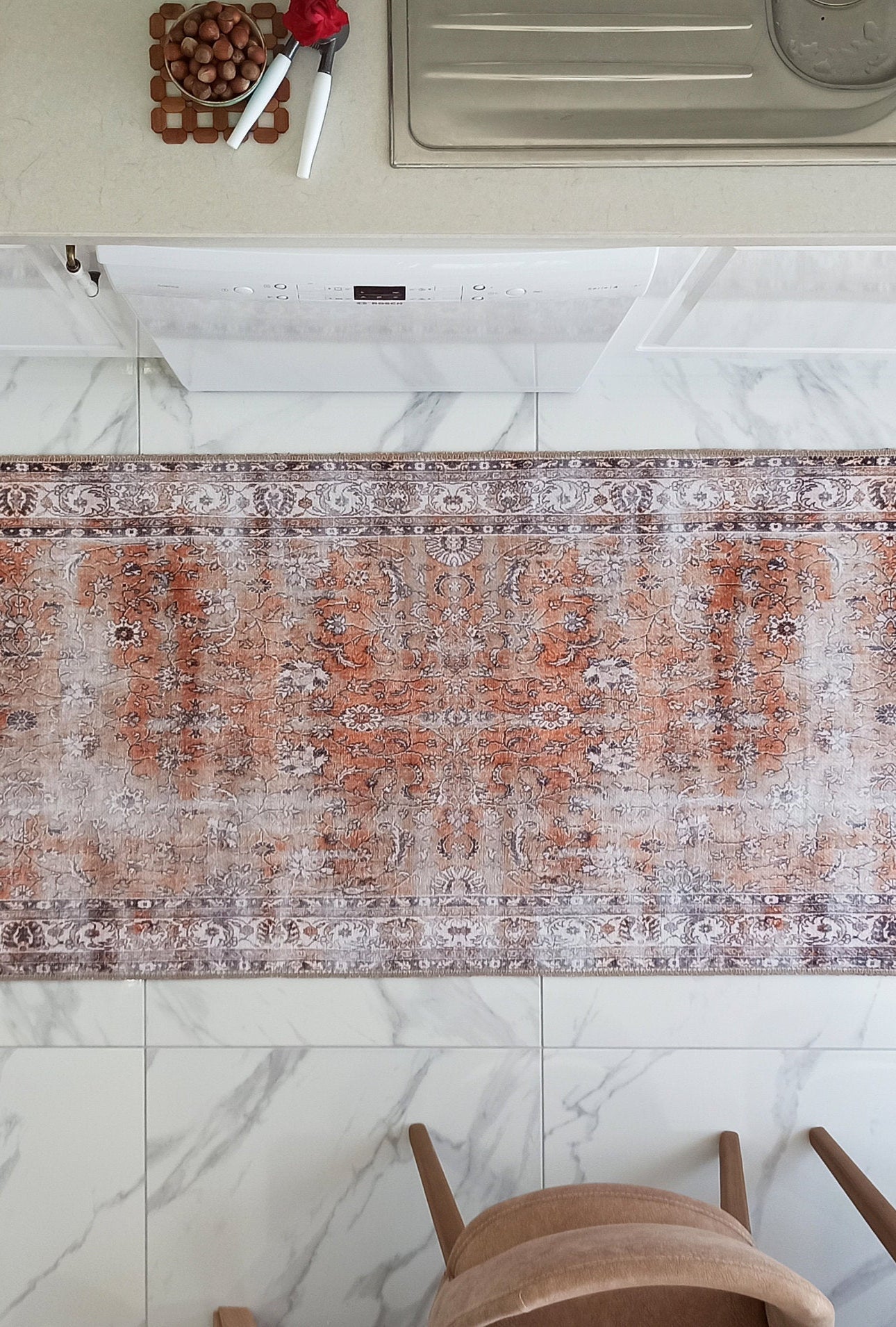 Arva Turkish Faded Orange and Brown Rug