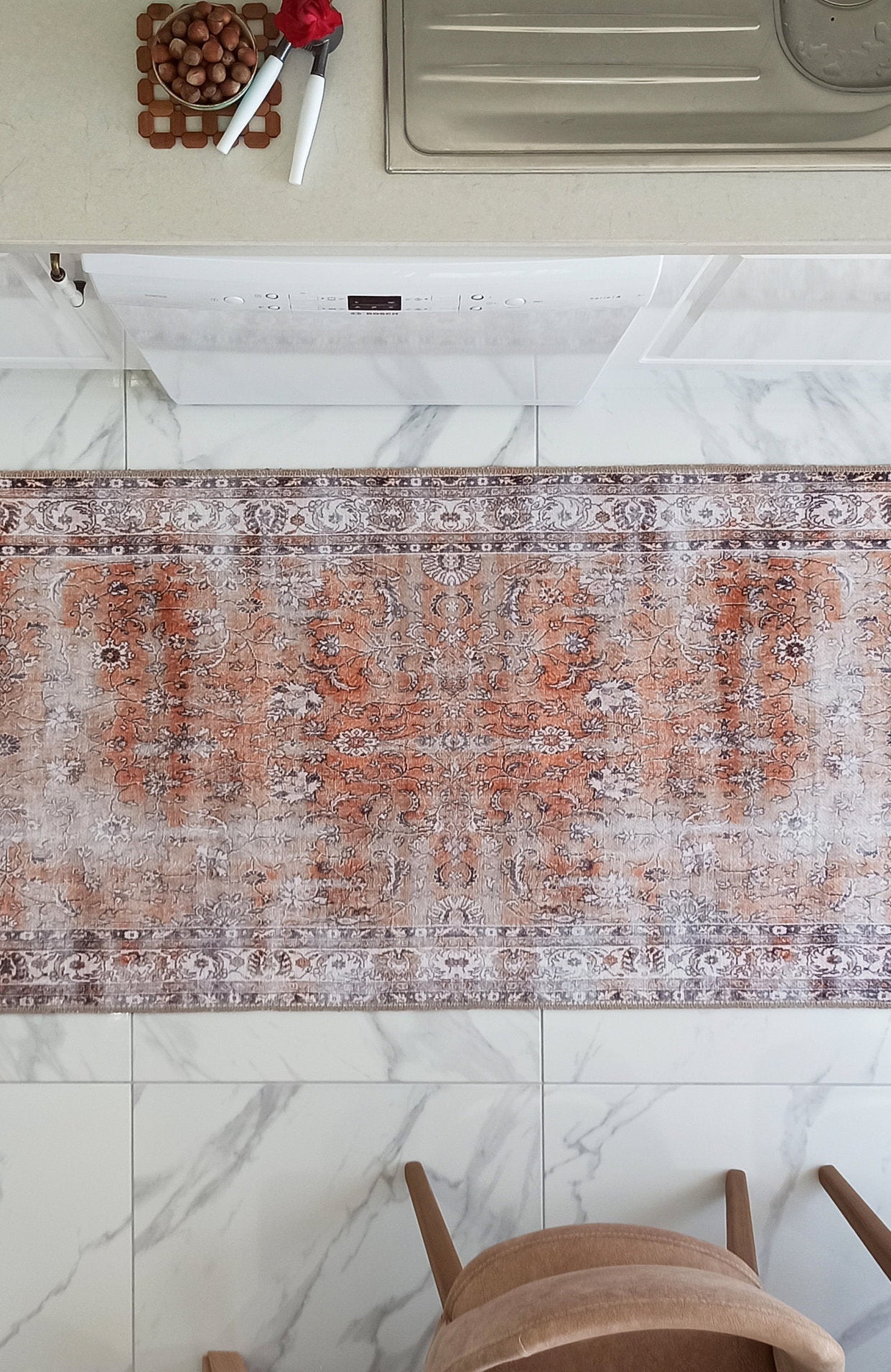 Arva Turkish Faded Orange and Brown Rug