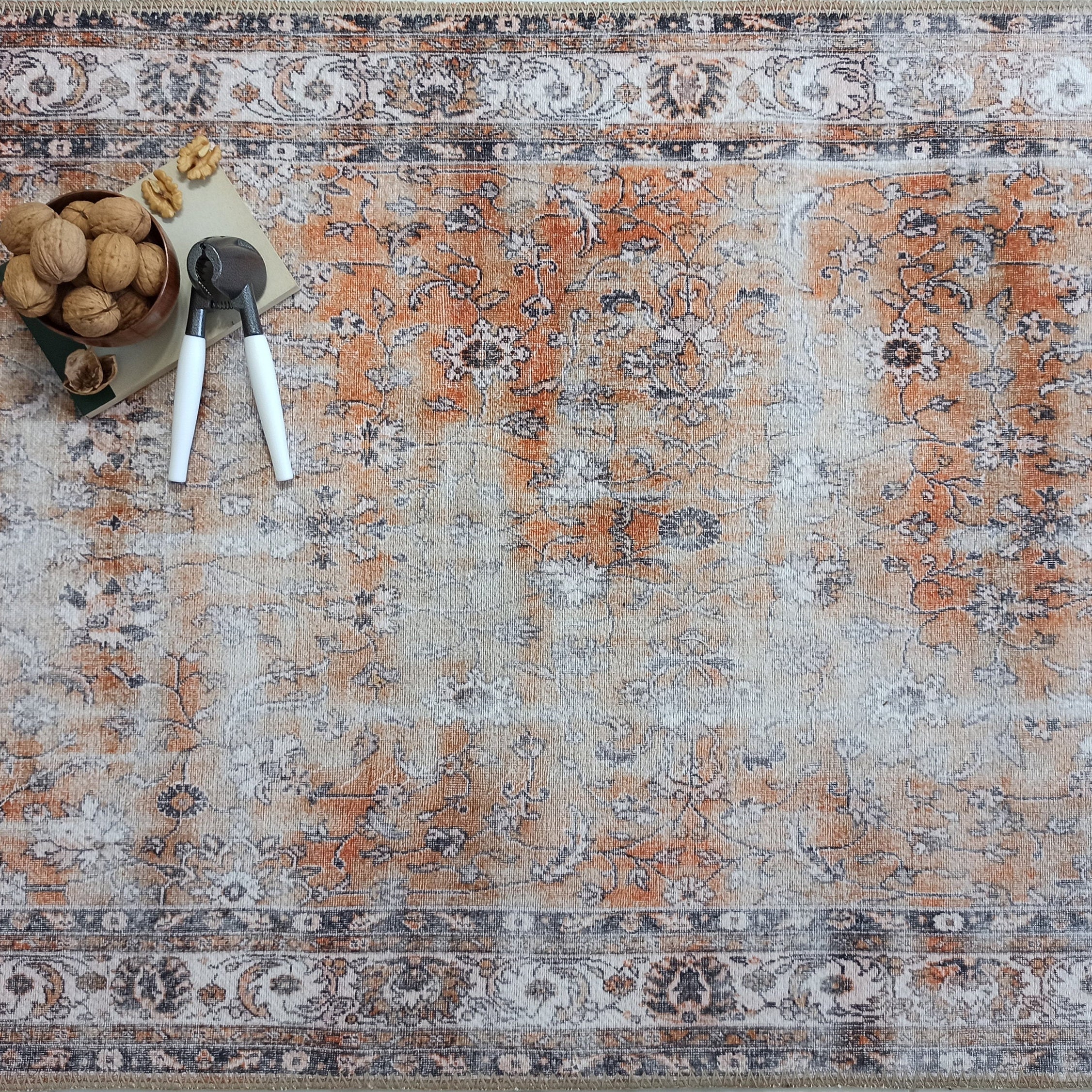 Arva Turkish Faded Orange and Brown Rug