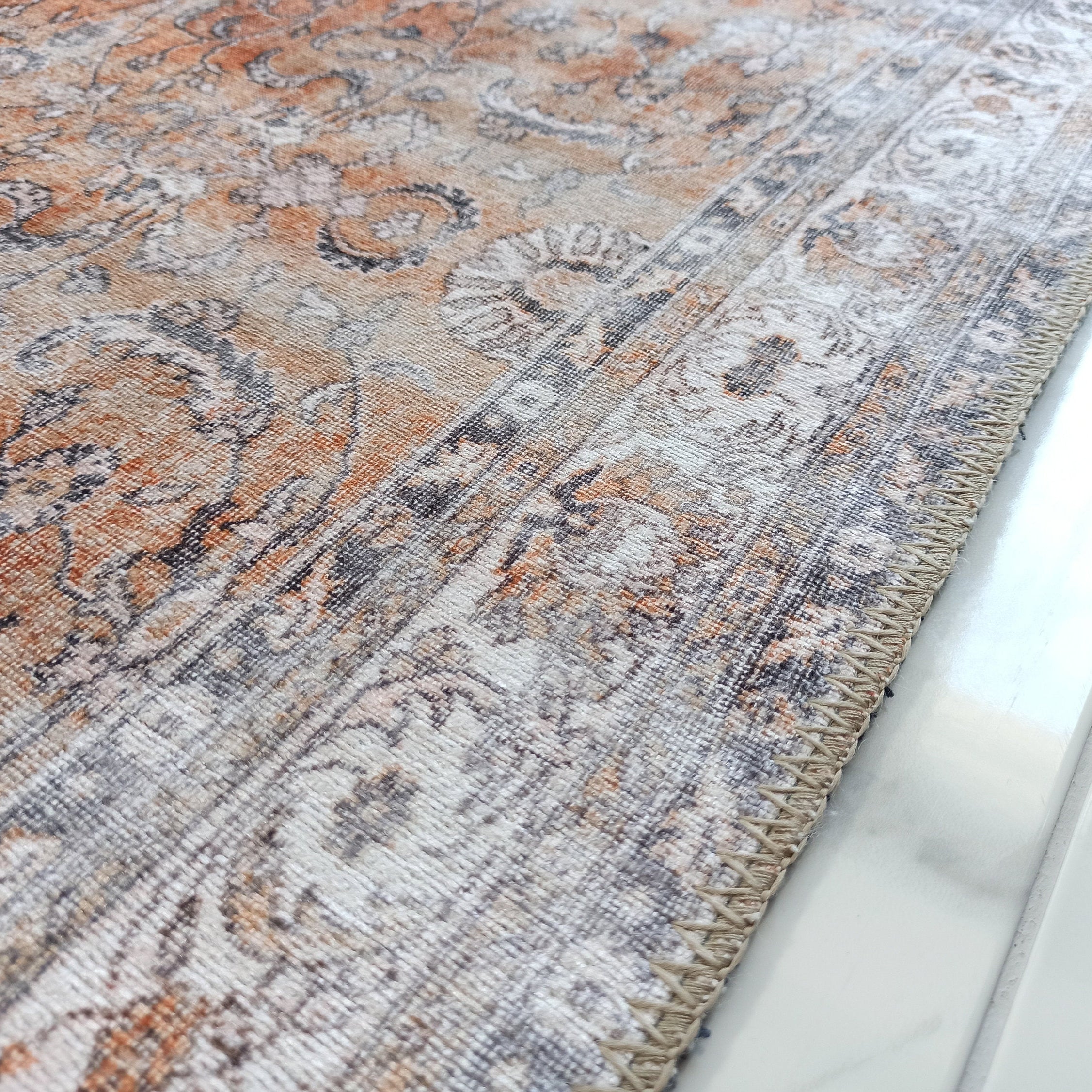 Arva Turkish Faded Orange and Brown Rug