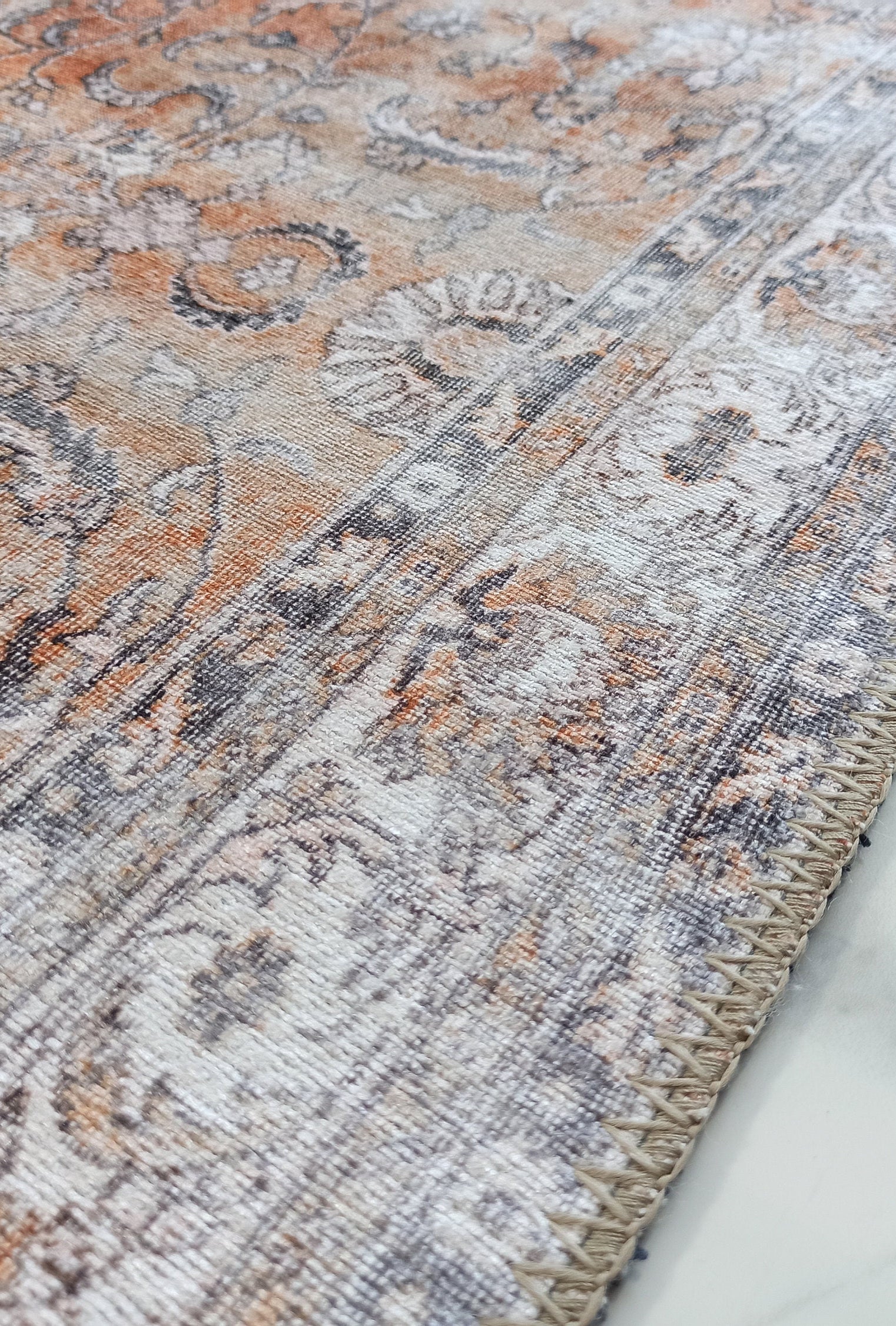 Arva Turkish Faded Orange and Brown Rug